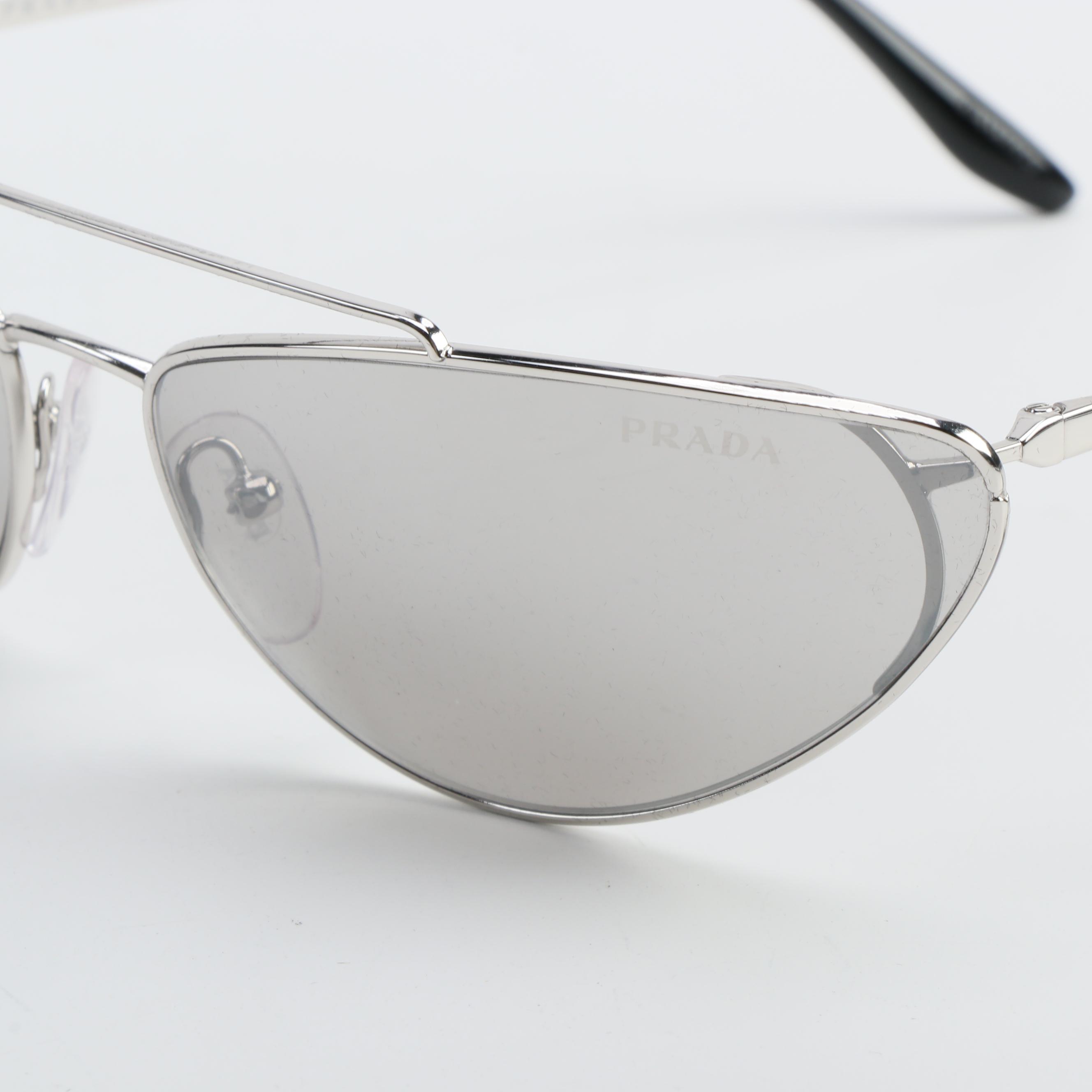 Prada SPR 62V Silver Tone Wire Sunglasses with Case