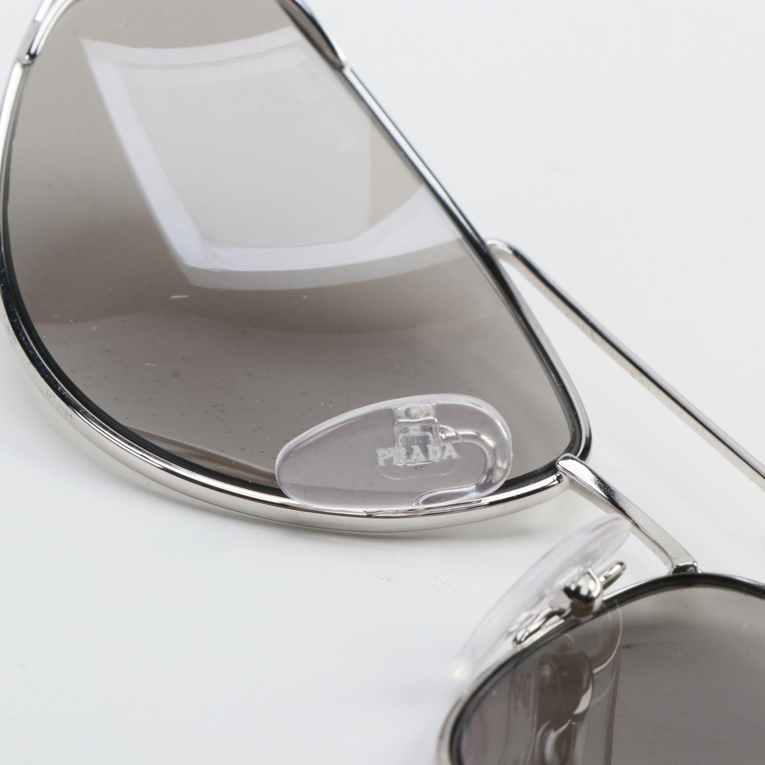 Prada SPR 62V Silver Tone Wire Sunglasses with Case