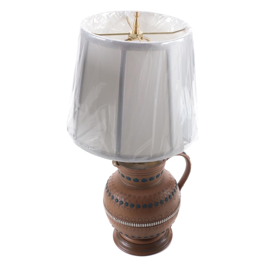 English Doulton Lambeth Stoneware Jug Converted to Lamp