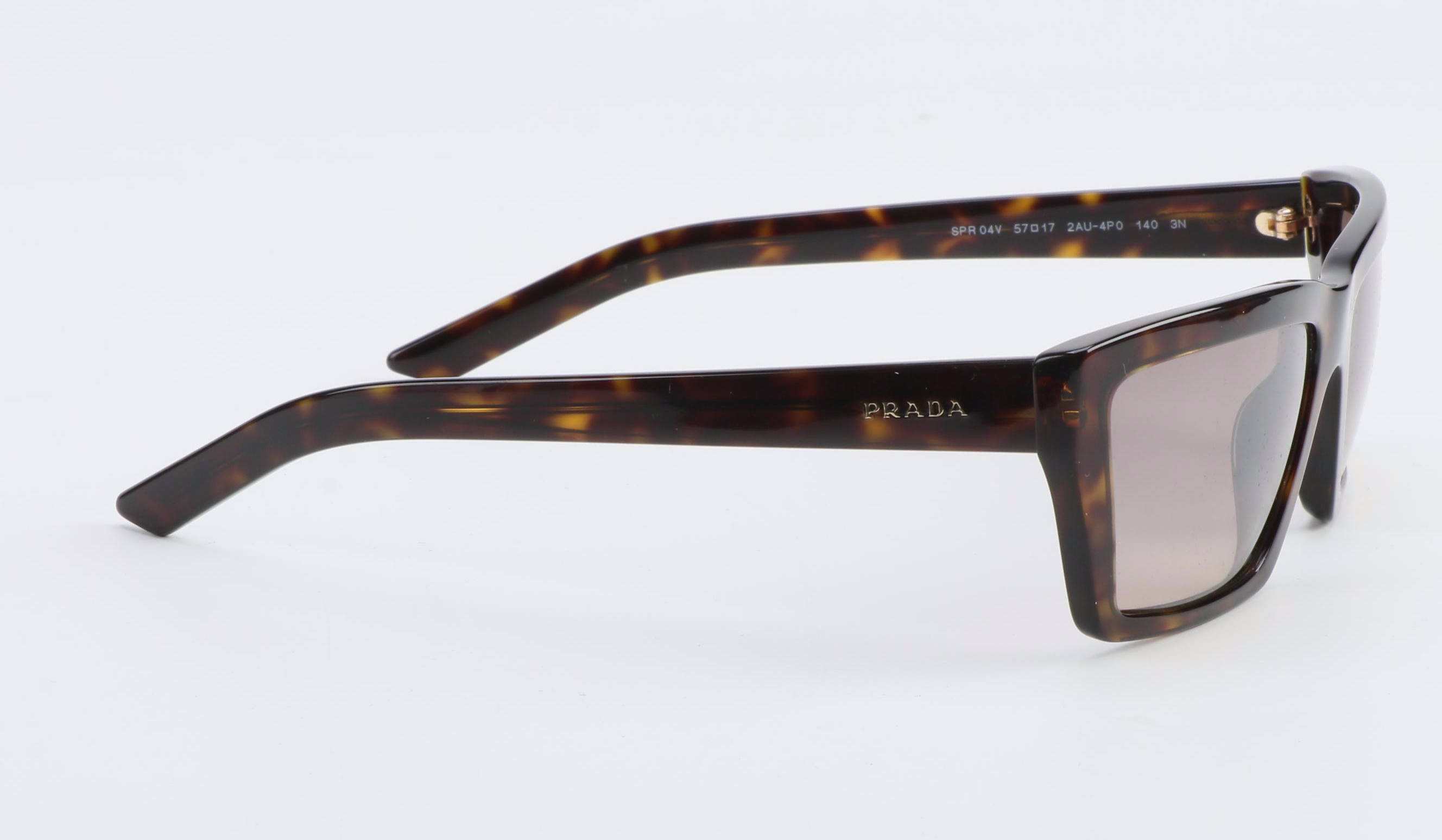 Prada SPR 04V Havana Tortoise Rectangular Sunglass with Case
