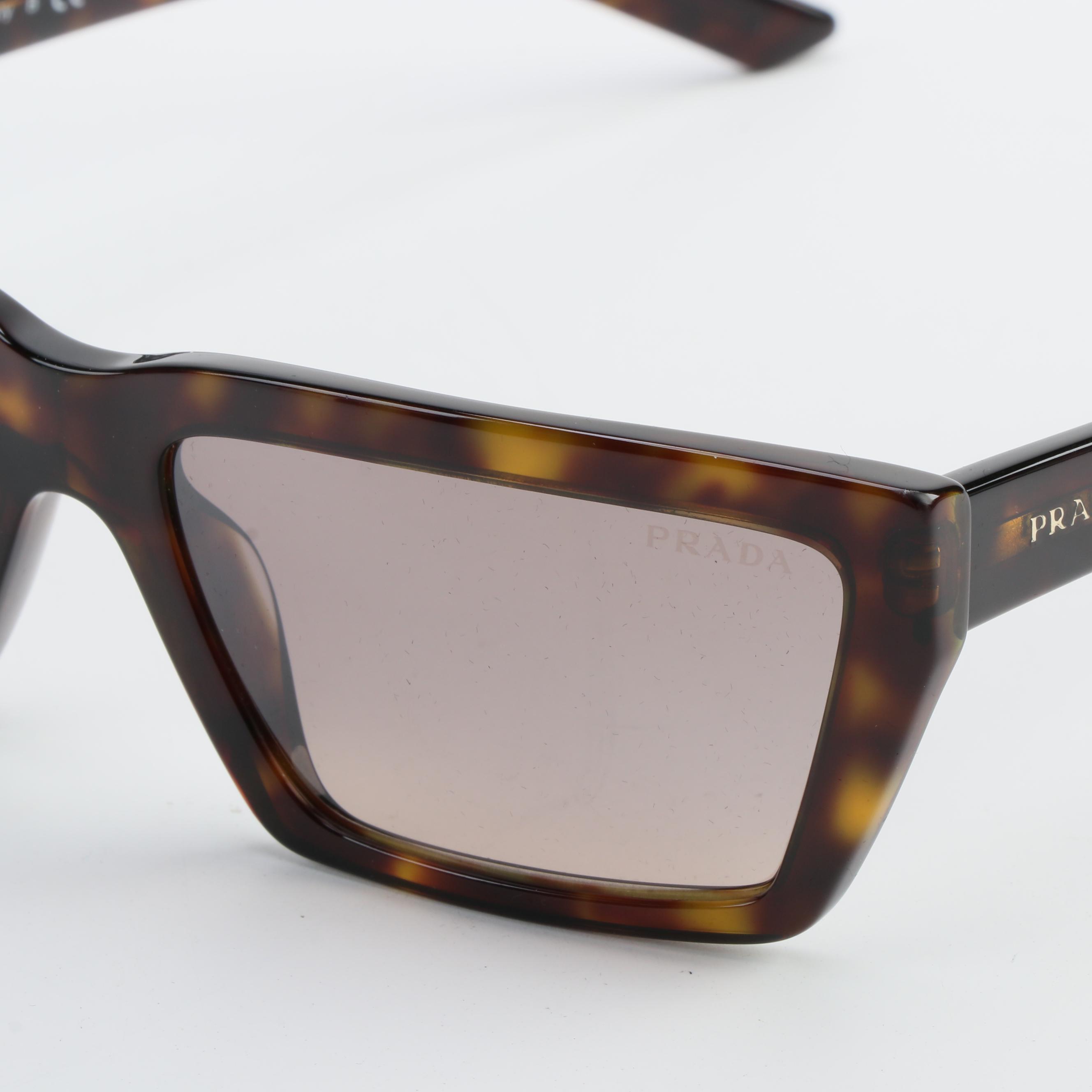 Prada SPR 04V Havana Tortoise Rectangular Sunglass with Case