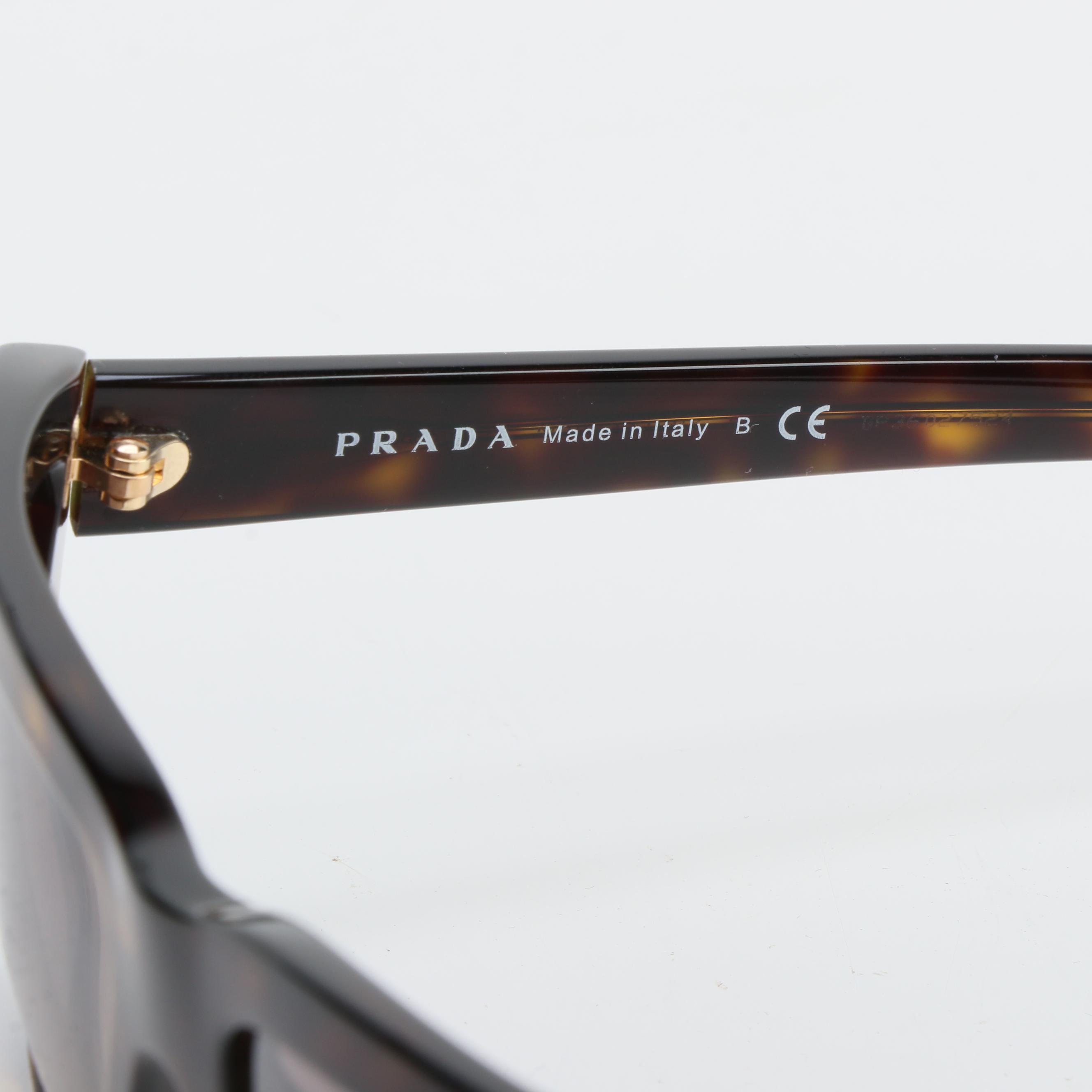 Prada SPR 04V Havana Tortoise Rectangular Sunglass with Case
