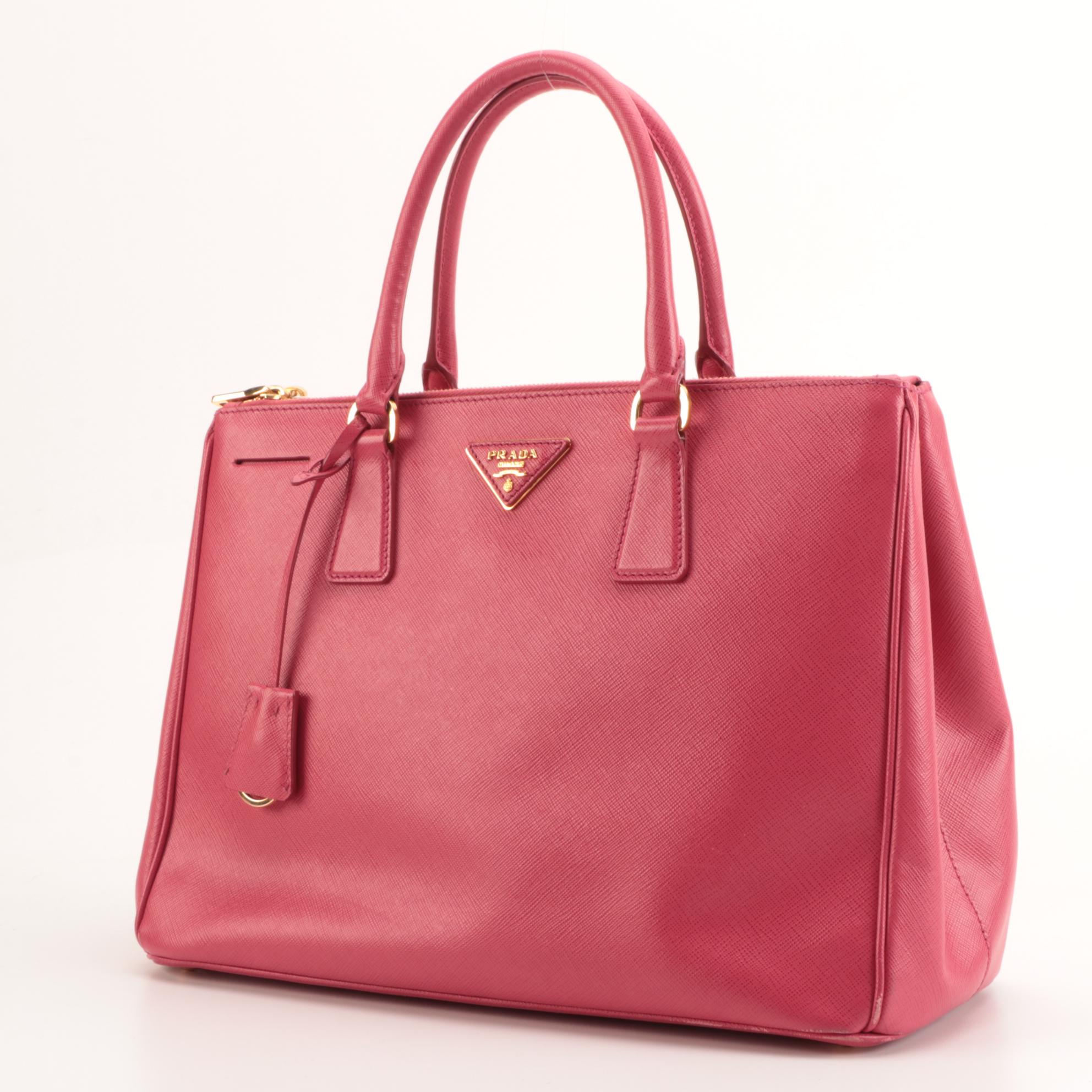 Prada Coral Pink Saffiano Leather Two-Way Zip Tote
