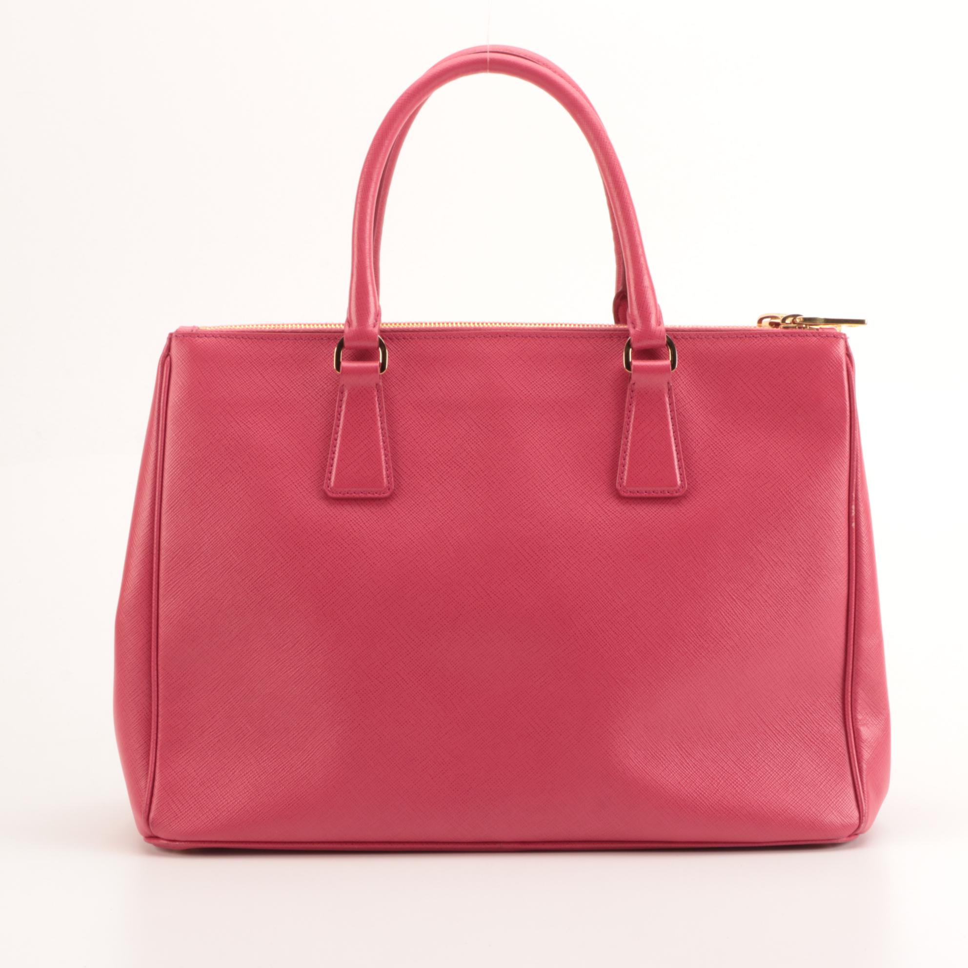 Prada Coral Pink Saffiano Leather Two-Way Zip Tote
