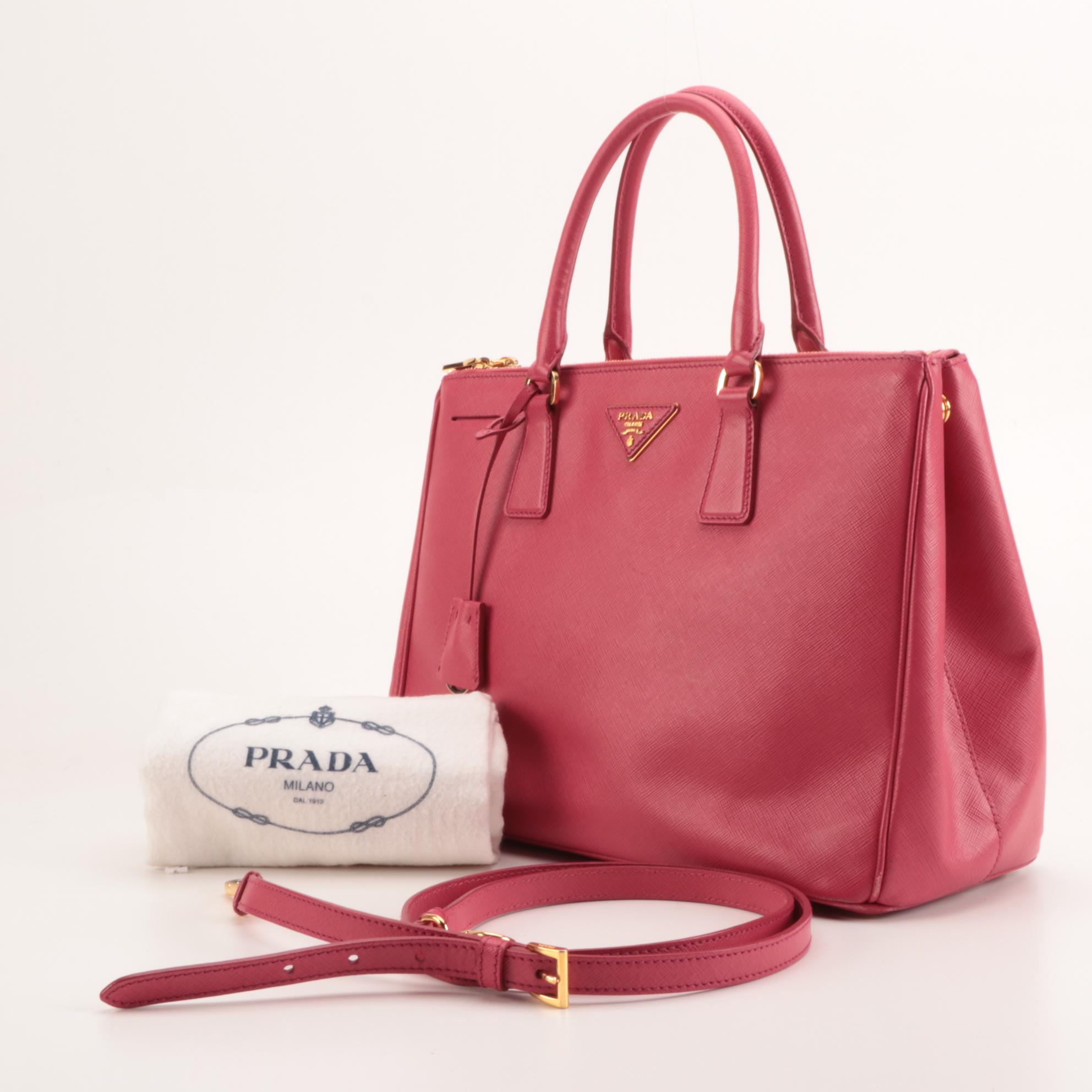 Prada Coral Pink Saffiano Leather Two-Way Zip Tote