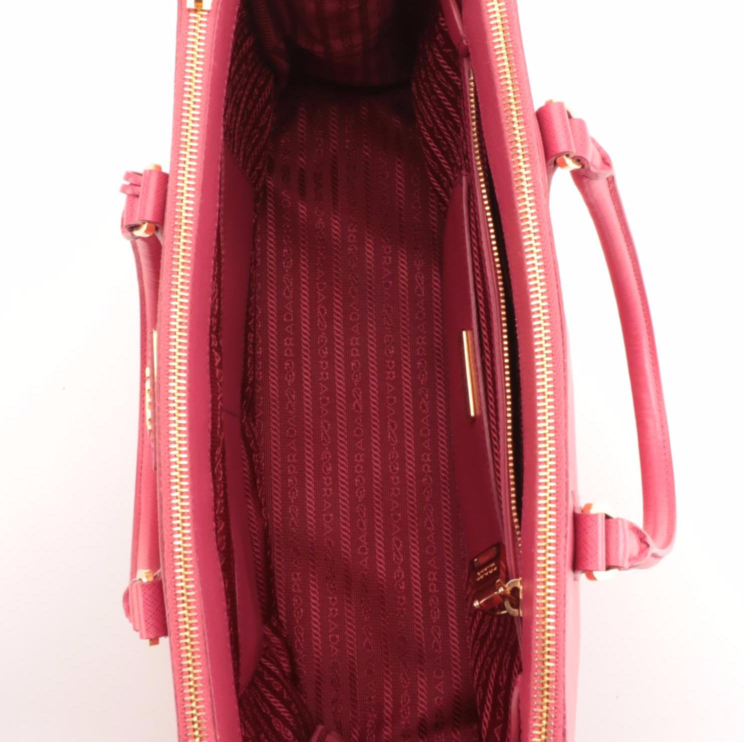 Prada Coral Pink Saffiano Leather Two-Way Zip Tote