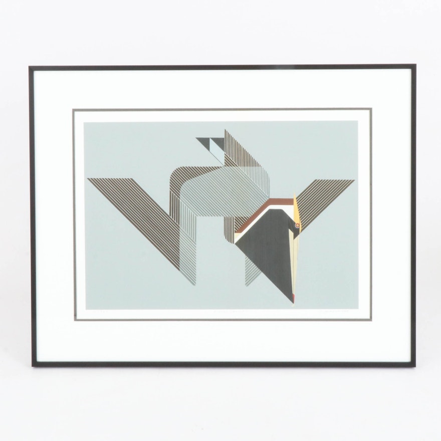 Charley Harper Giclée "Diving Pelican," Late 20th Century