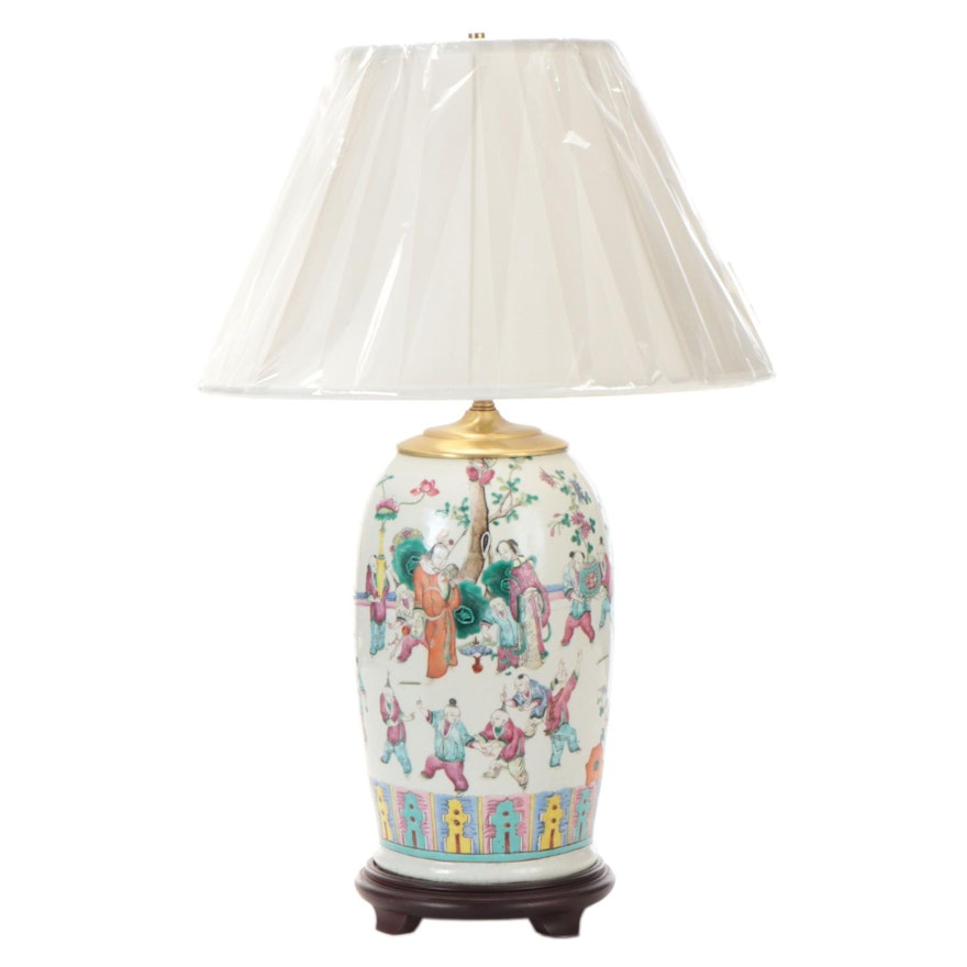 Chinese Famille Rose Porcelain Vase Table Lamp