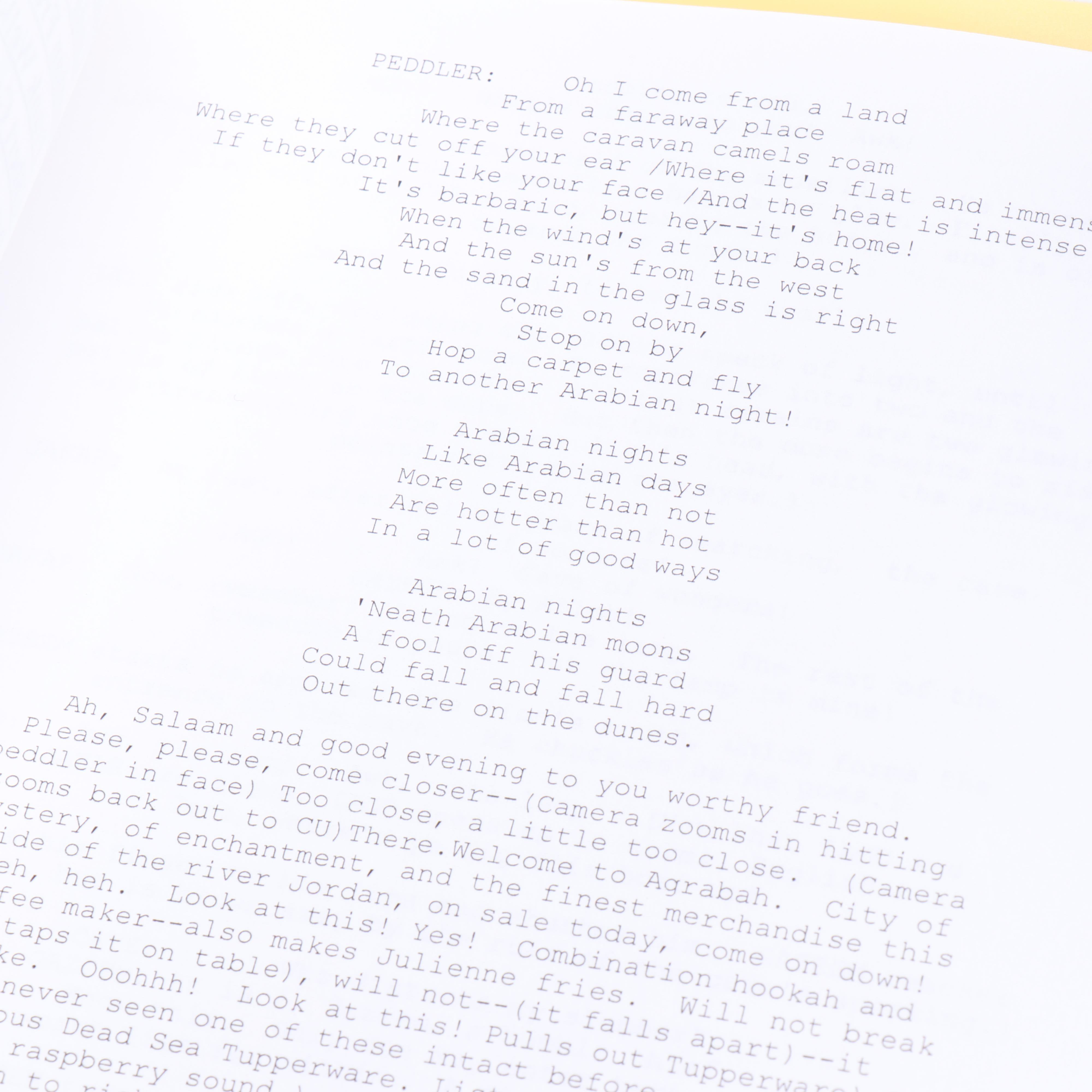 Robin Williams Signed Script Copy of "Aladdin"