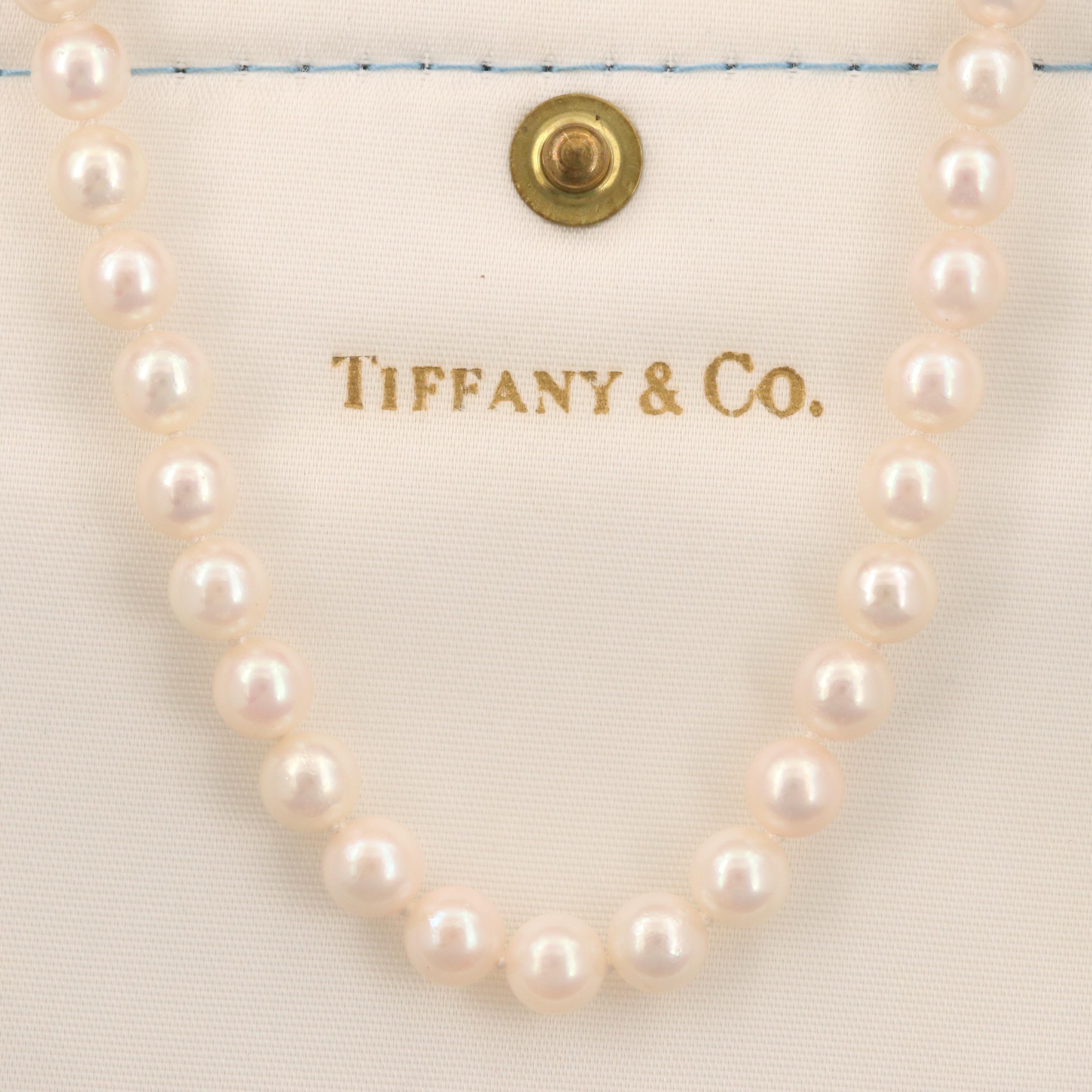 Vintage Tiffany & Co. 14K Pearl Necklace with Pearl Fold