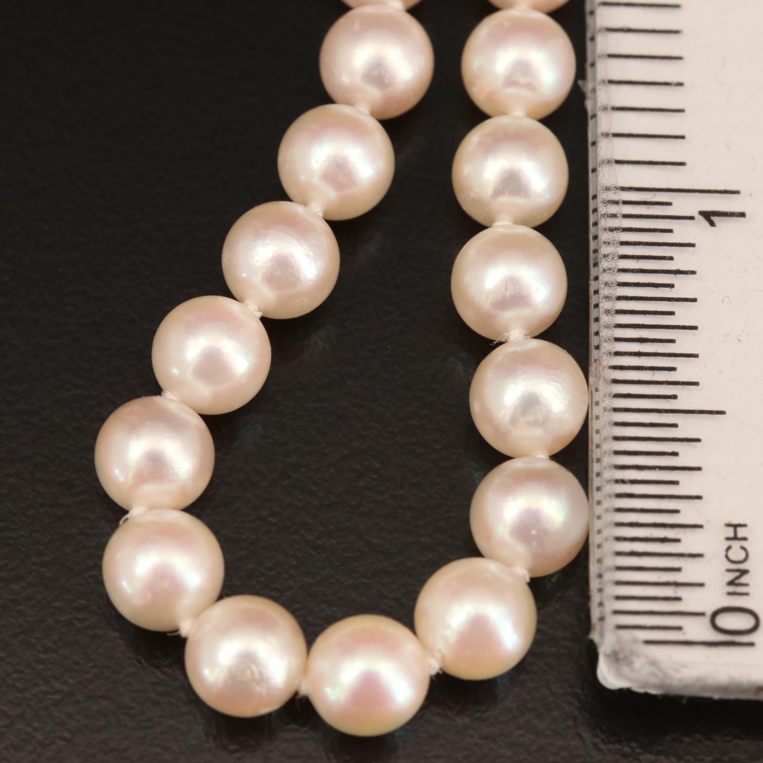 Vintage Tiffany & Co. 14K Pearl Necklace with Pearl Fold