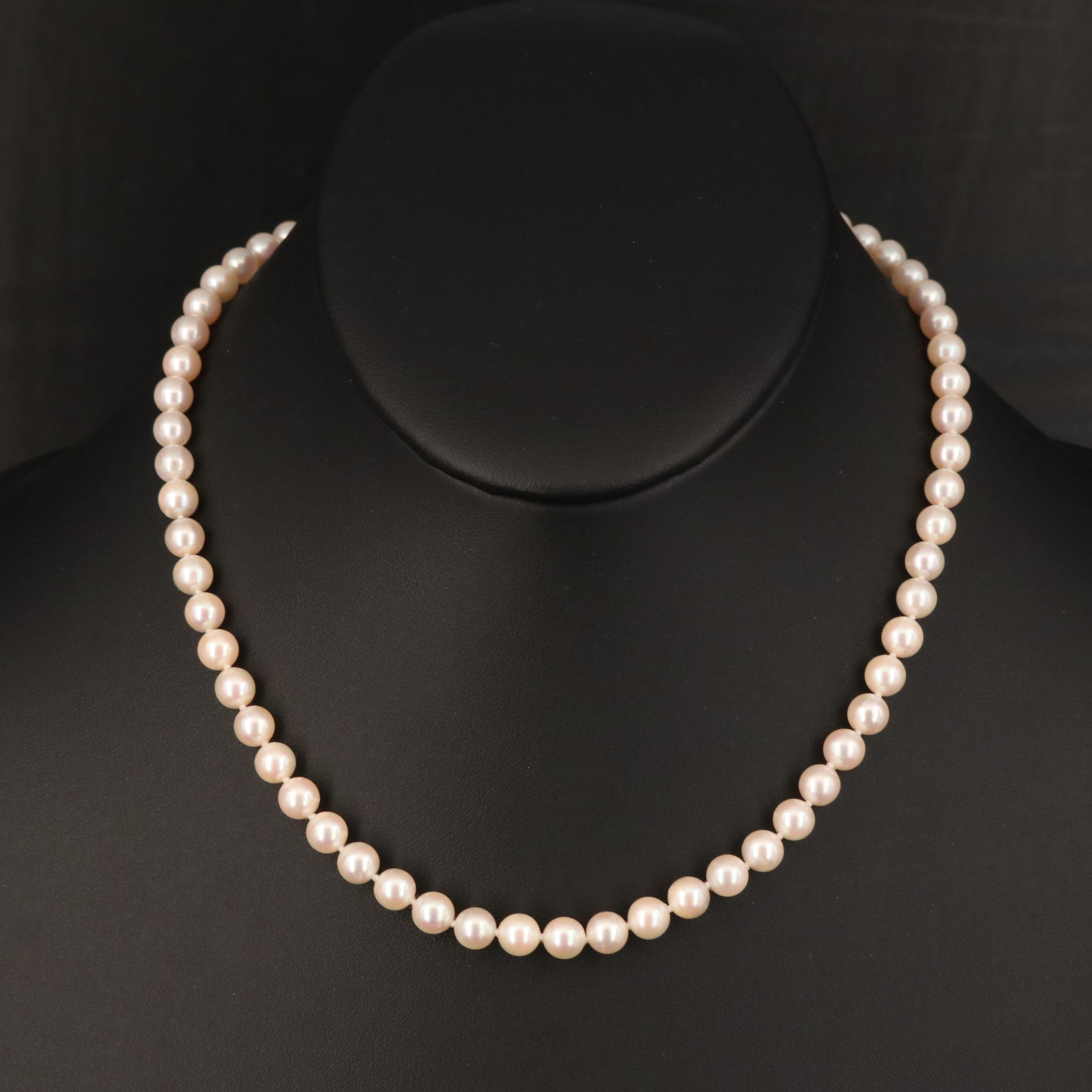 Vintage Tiffany & Co. 14K Pearl Necklace with Pearl Fold