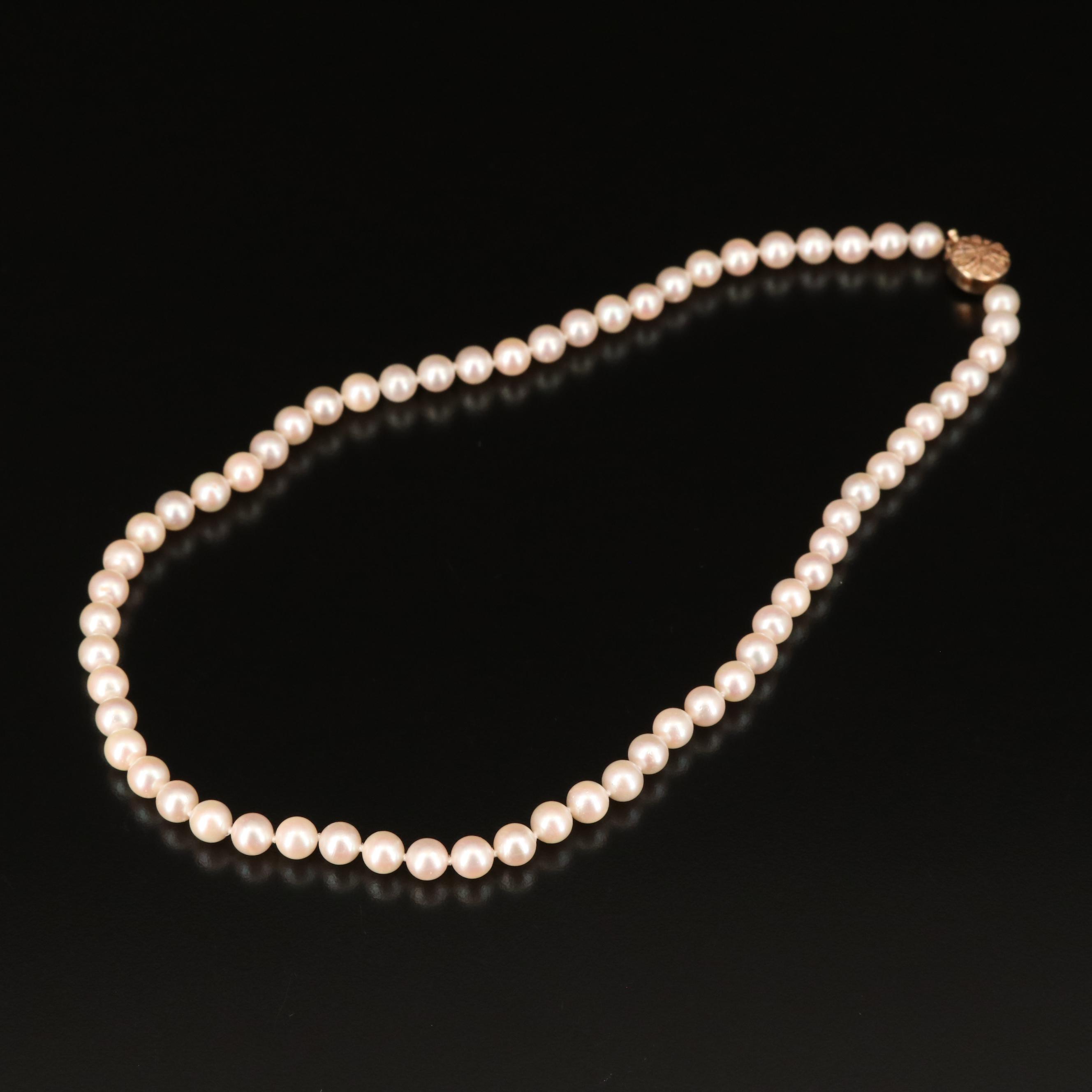 Vintage Tiffany & Co. 14K Pearl Necklace with Pearl Fold
