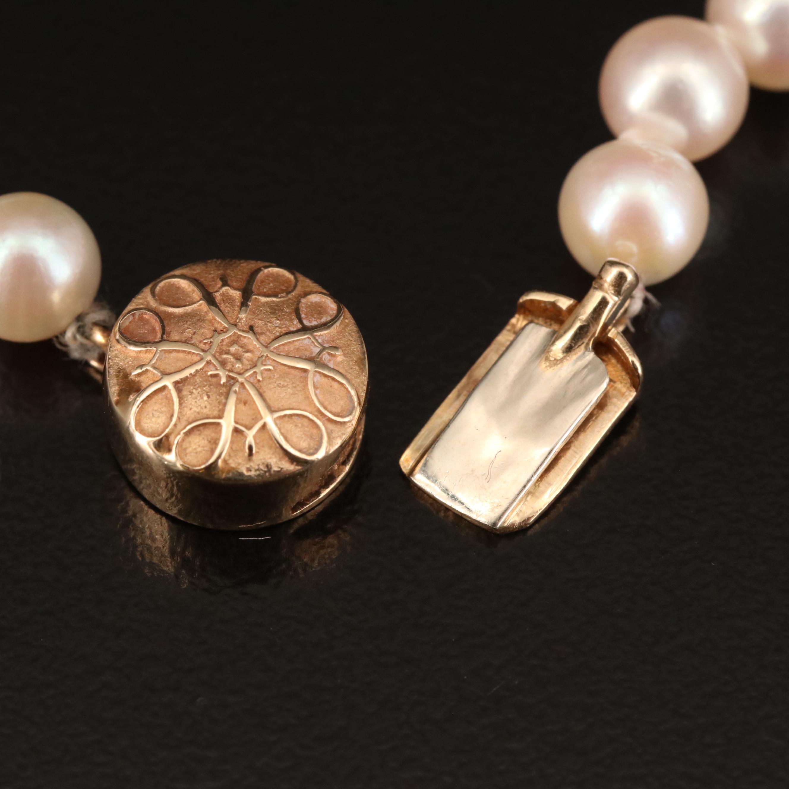 Vintage Tiffany & Co. 14K Pearl Necklace with Pearl Fold