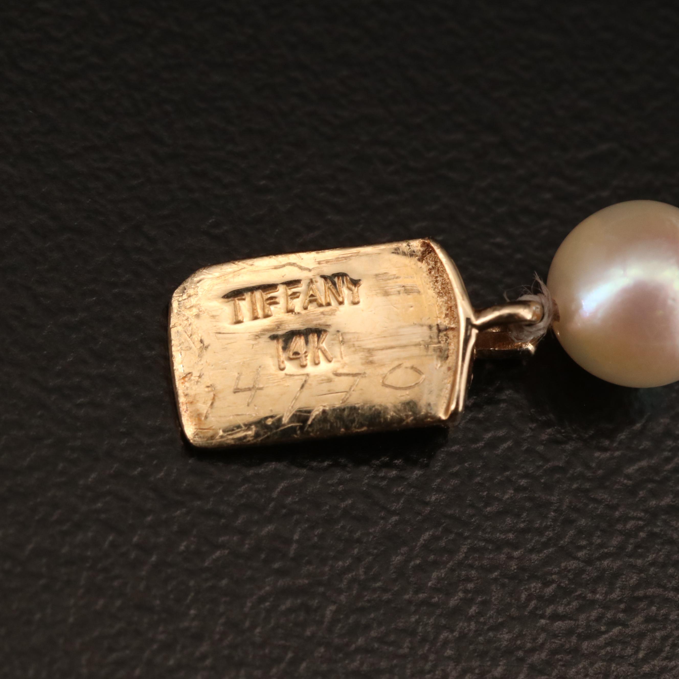 Vintage Tiffany & Co. 14K Pearl Necklace with Pearl Fold