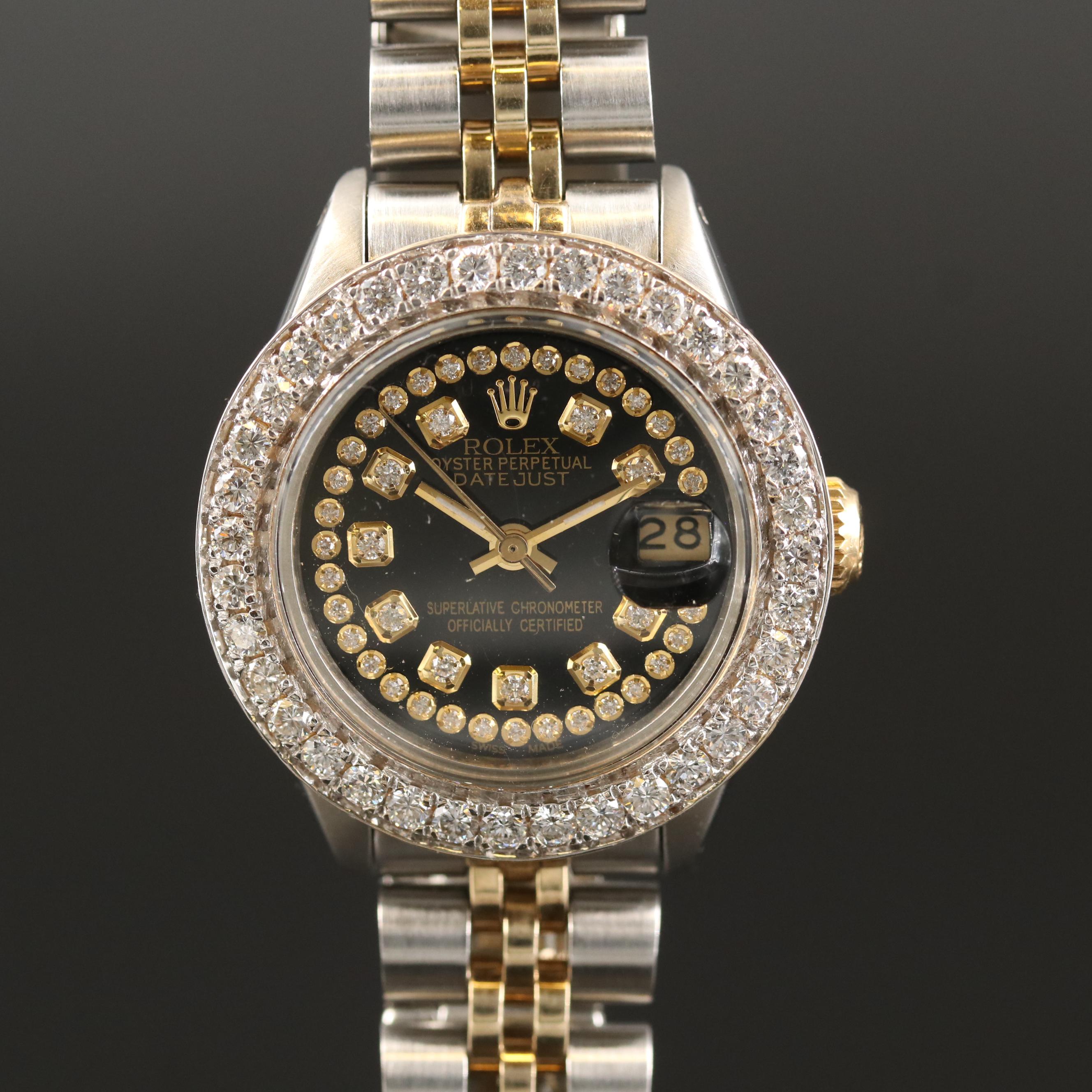 1978  Rolex Datejust 14K Gold and Stainless Steel 1.50 CTW Diamond  Watch