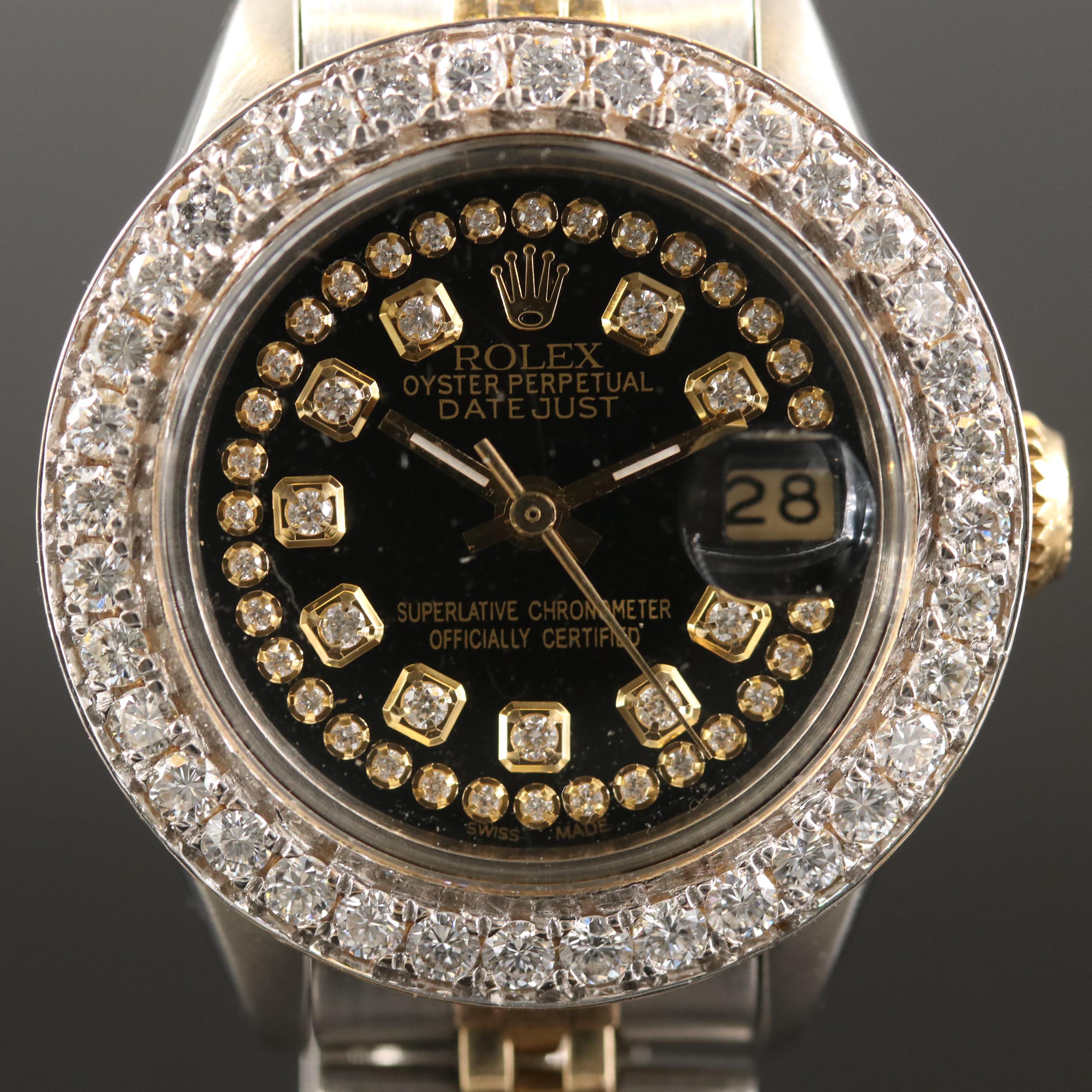 1978  Rolex Datejust 14K Gold and Stainless Steel 1.50 CTW Diamond  Watch