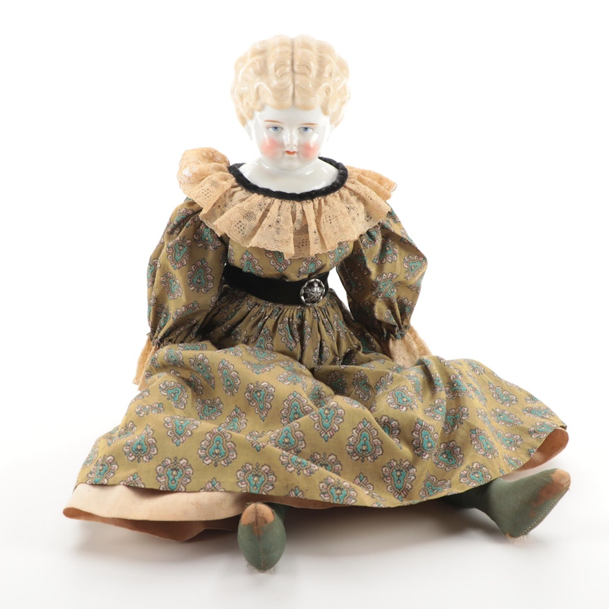 German Style Porcelain Doll, Early to Mid-20th Century