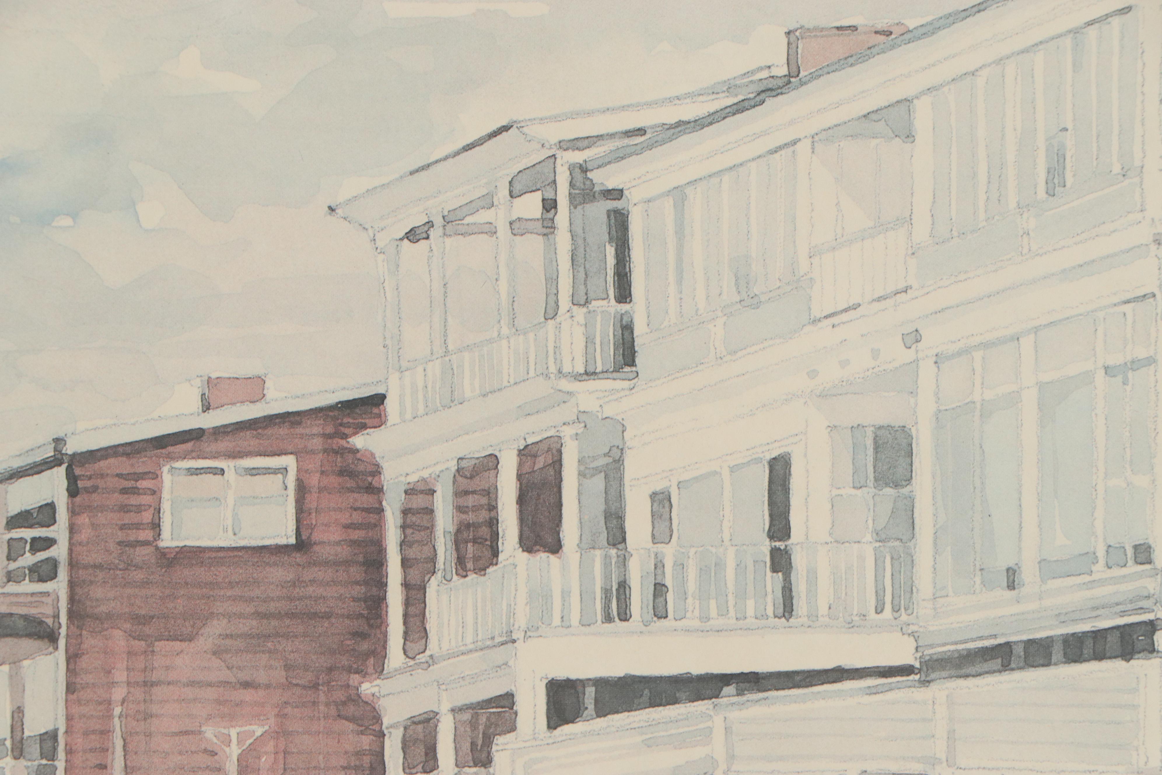 Hans Junga Coastal Offset Lithographs, Late 20th Century