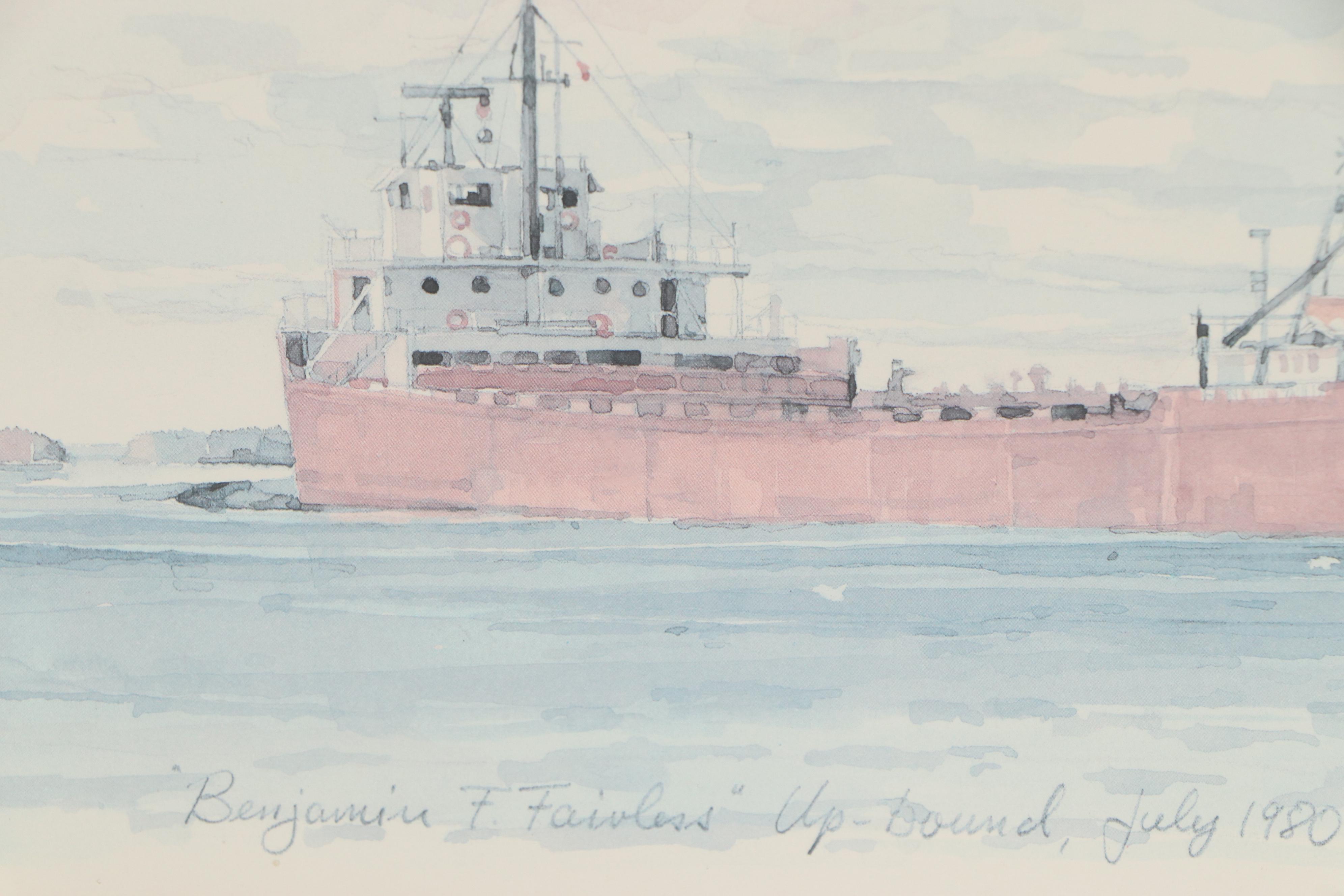 Hans Junga Coastal Offset Lithographs, Late 20th Century