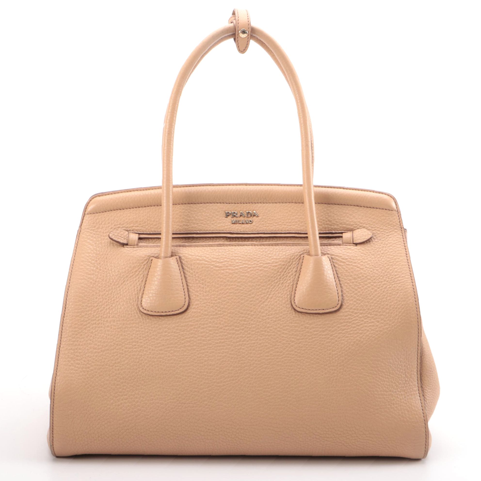 Prada Two-Way Tote in Nude Vitello Daino Leather