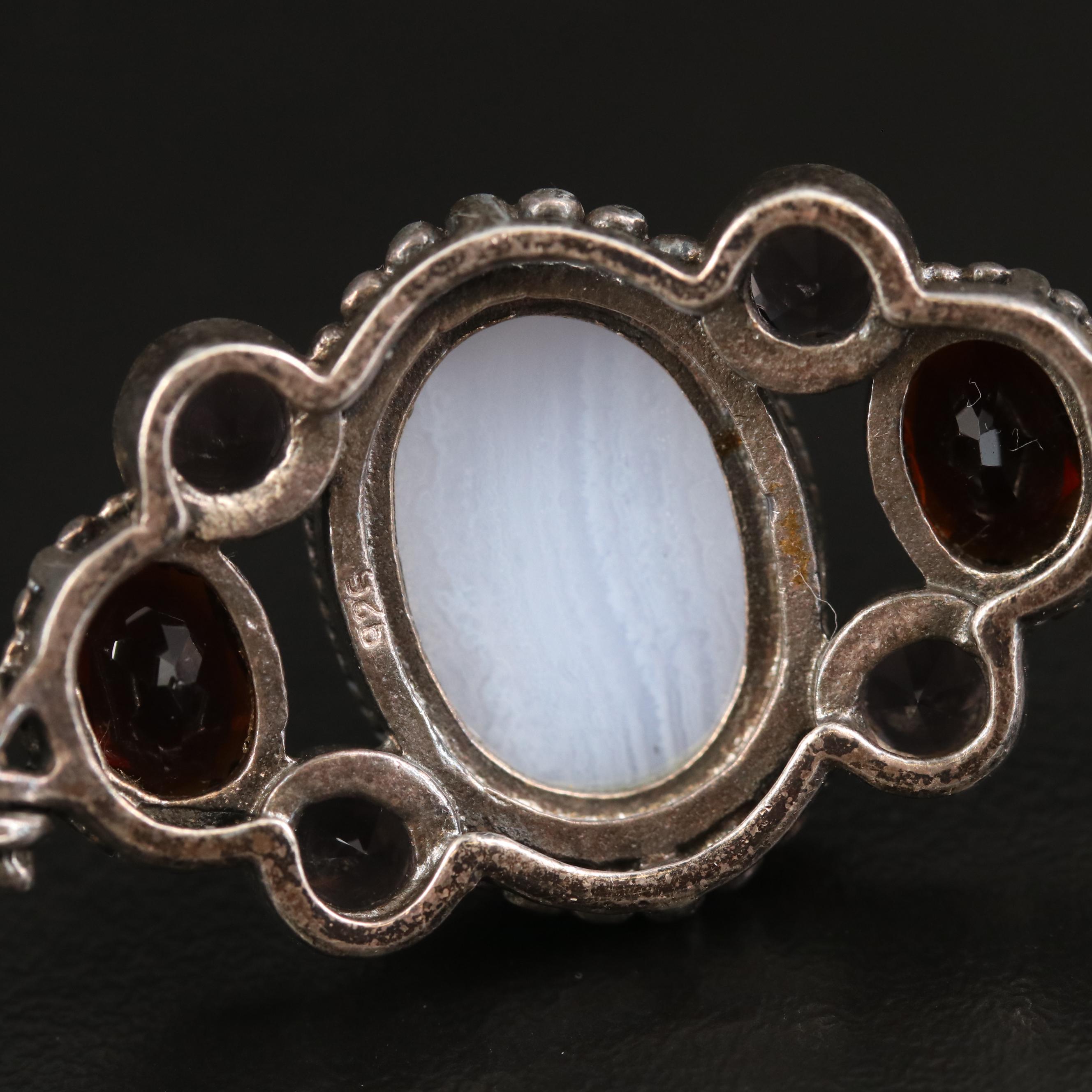 Sterling Agate and Glass Riccio Chain Bracelet