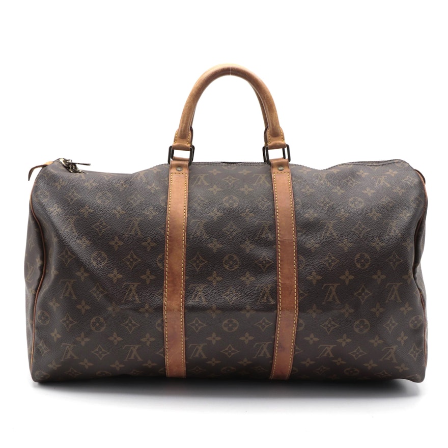 Louis Vuitton Keepall 50 Duffel Bag in Monogram Canvas and Vachetta Leather