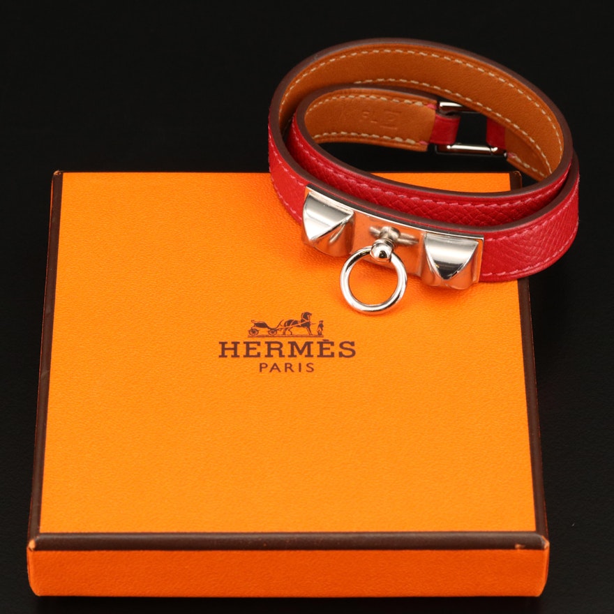 Hermès "Rivale" Double Tour Leather Bracelet
