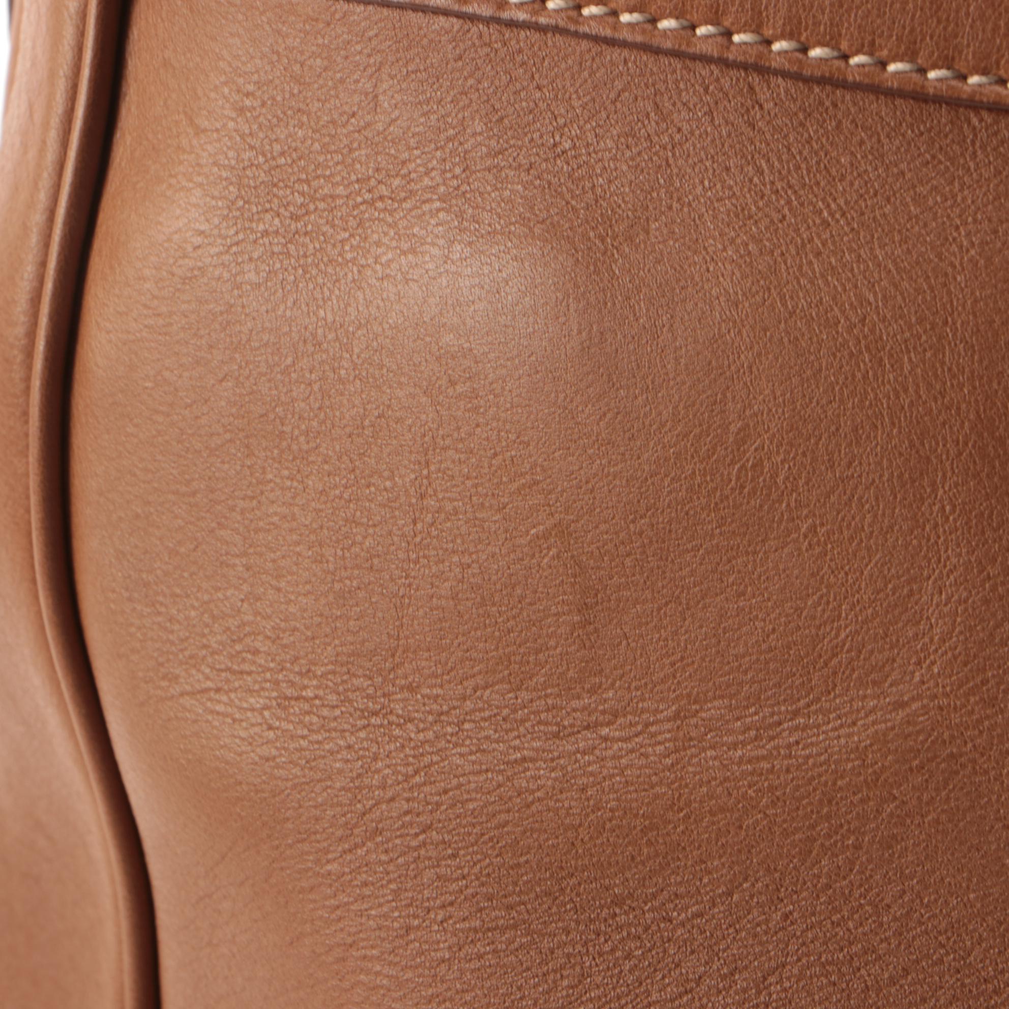 Prada Convertible Pushlock Satchel Shoulder Bag in Tan Leather