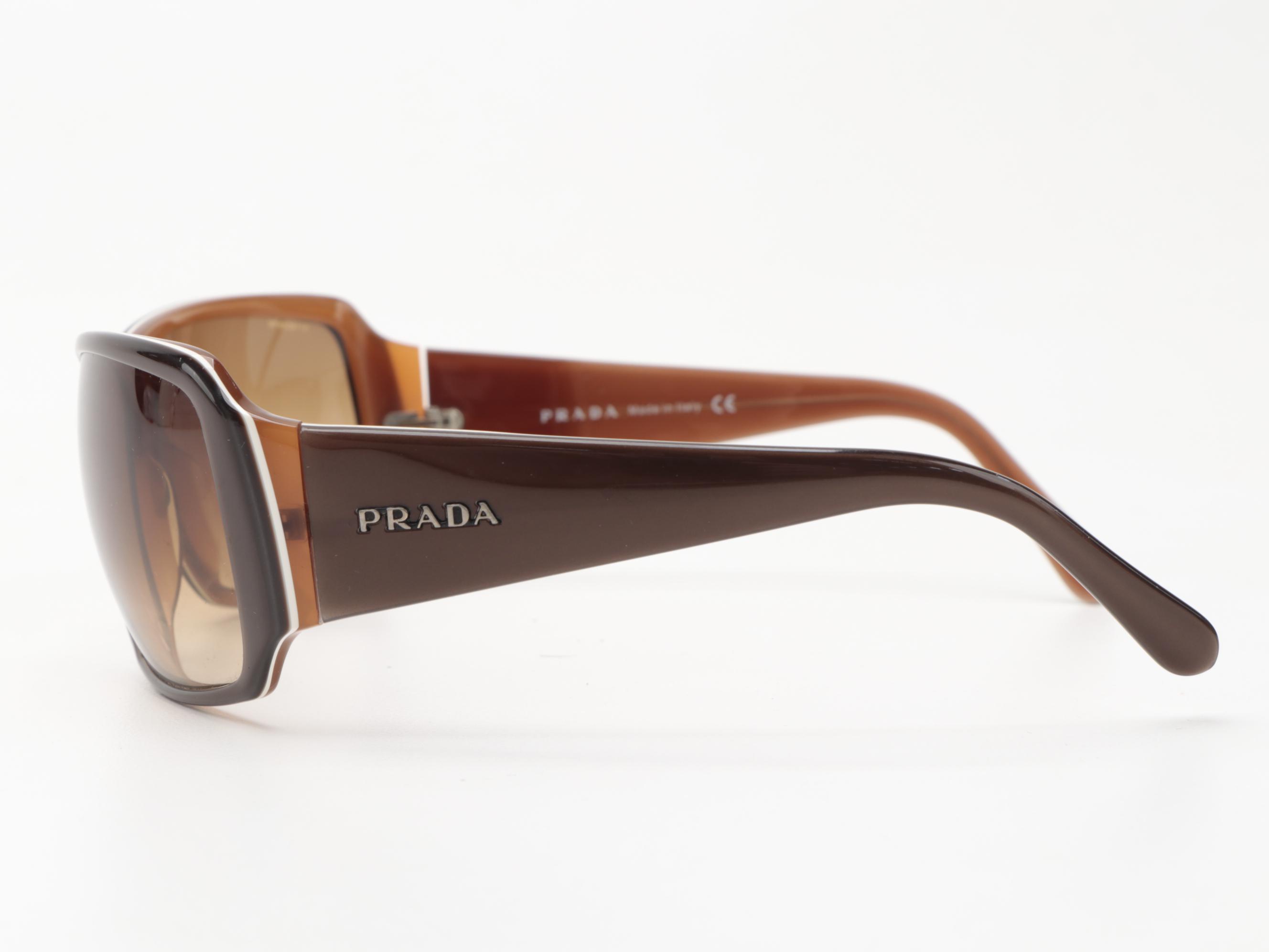 Prada SPR09G Wrap Sunglasses in Bronze/Brown