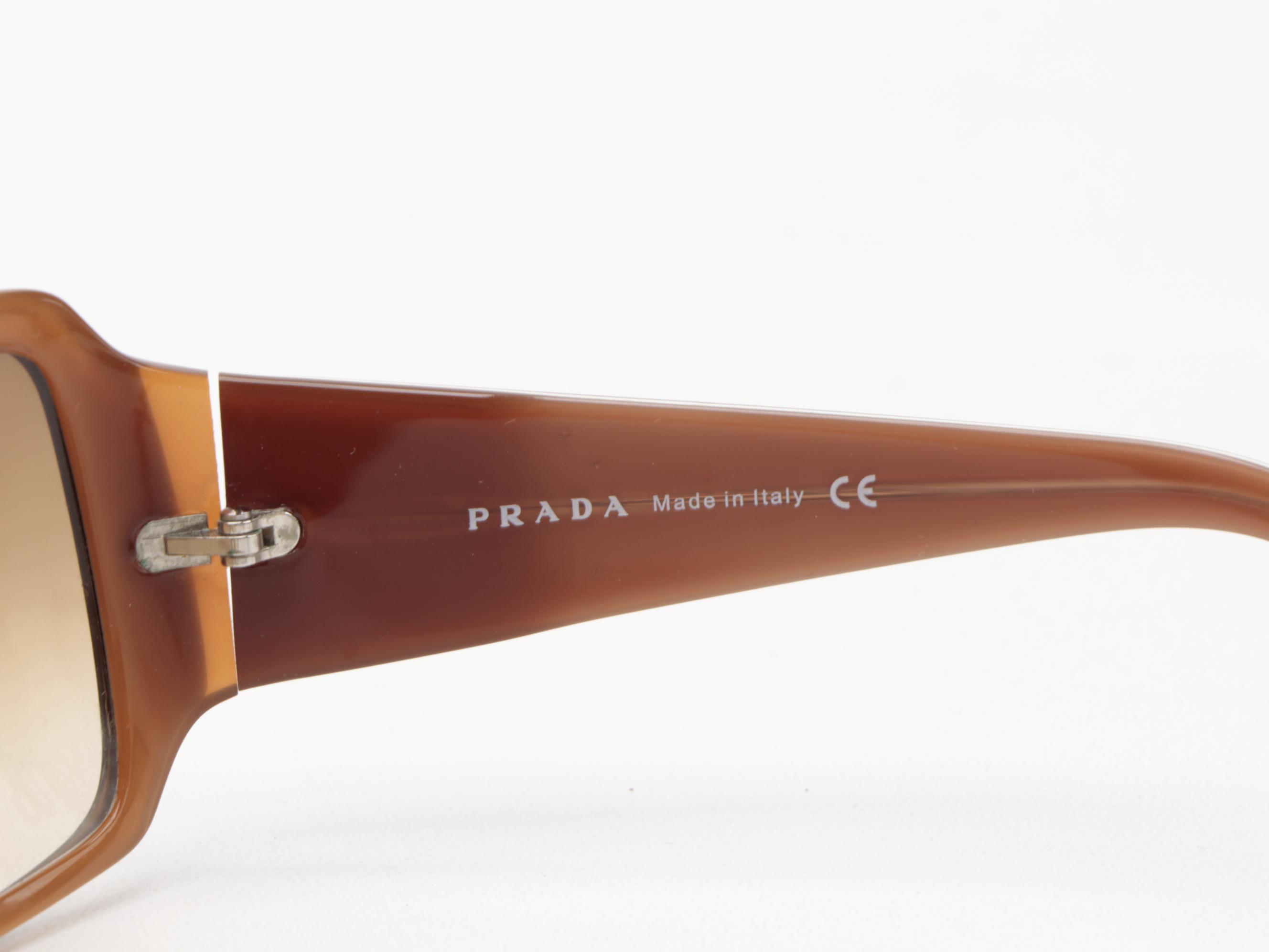 Prada SPR09G Wrap Sunglasses in Bronze/Brown