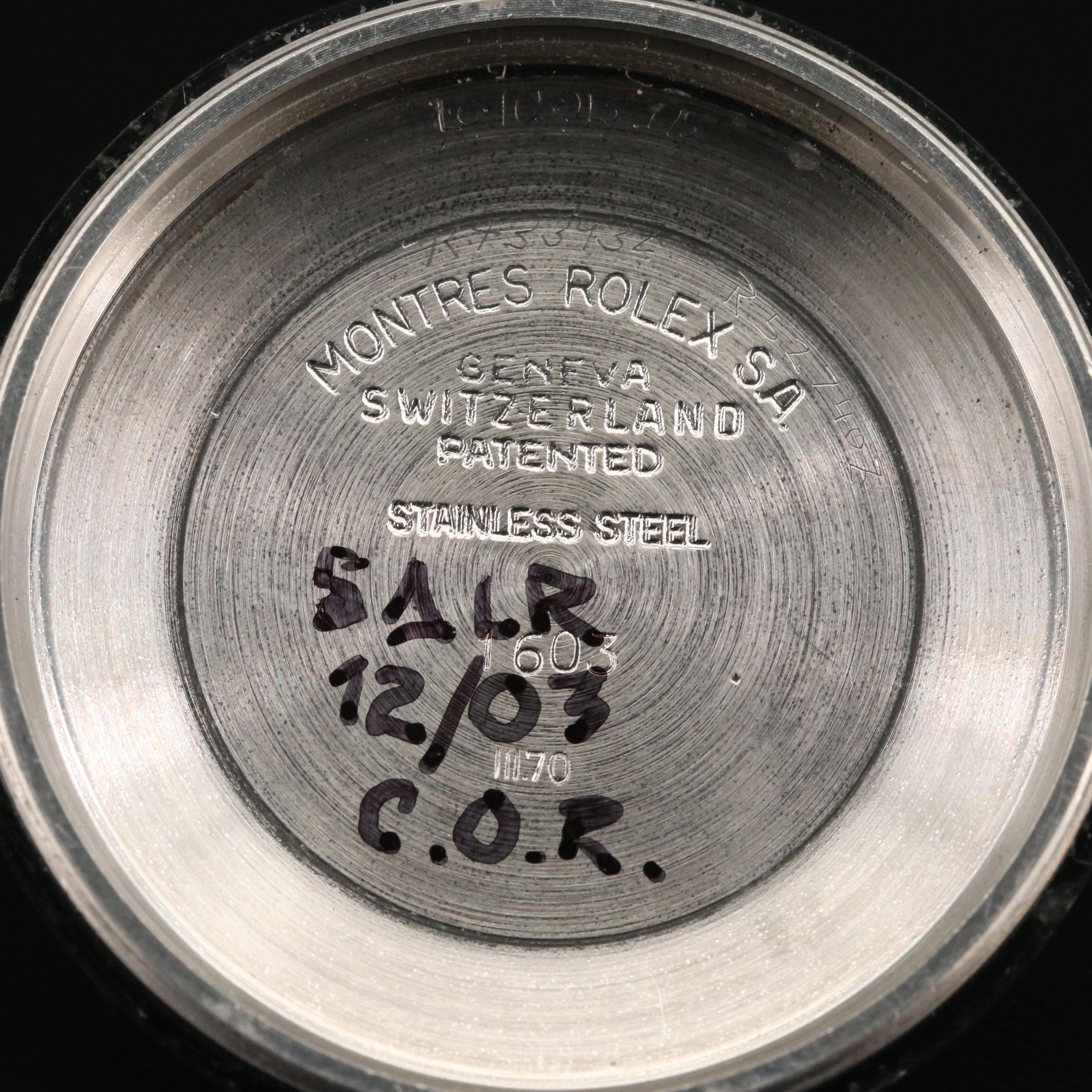 1970 Rolex Datejust 1603 Stainless Steel Automatic Watch