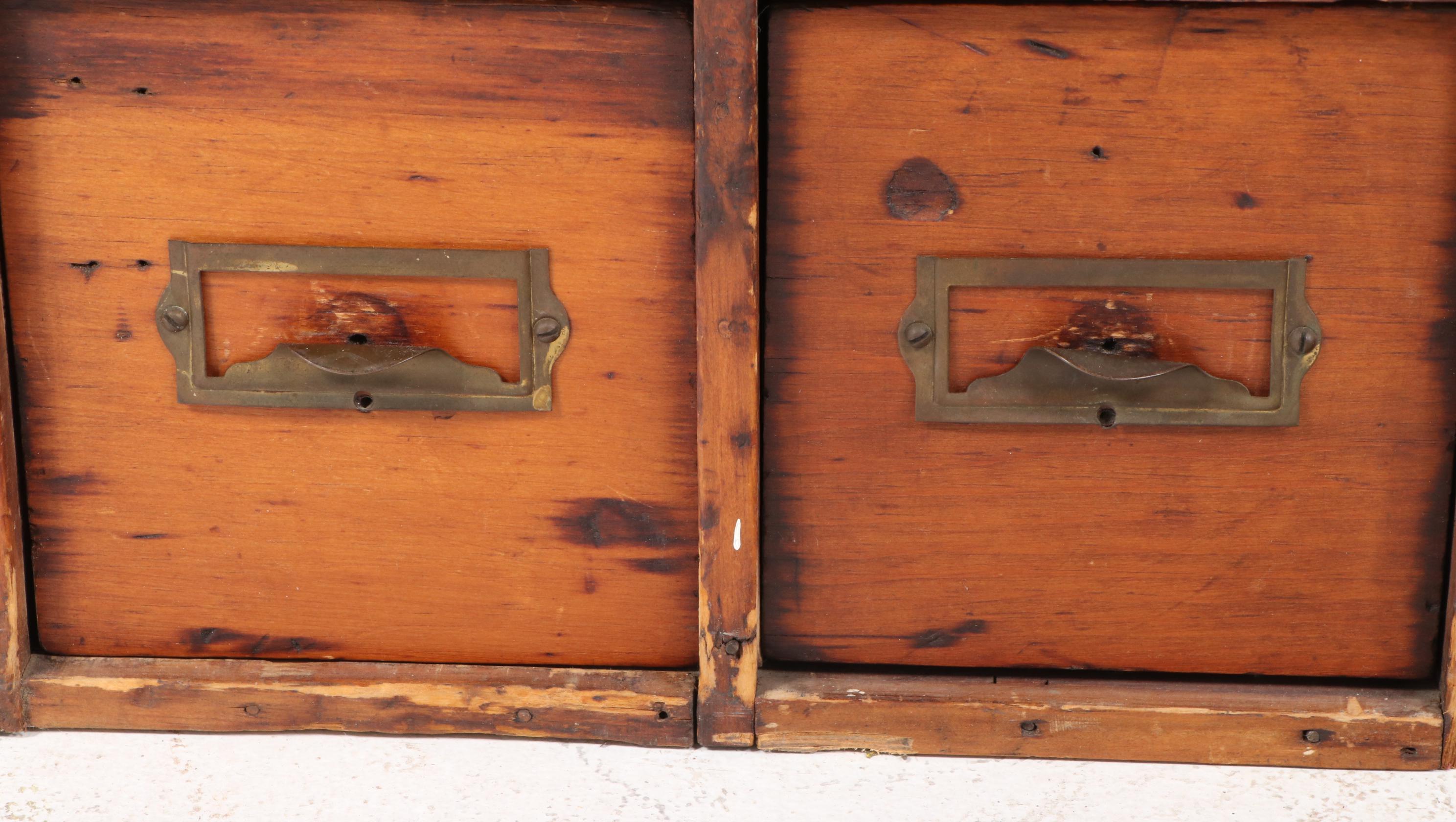 American Pine Twenty One-Drawer Card File Cabinet, Early 20th Century
