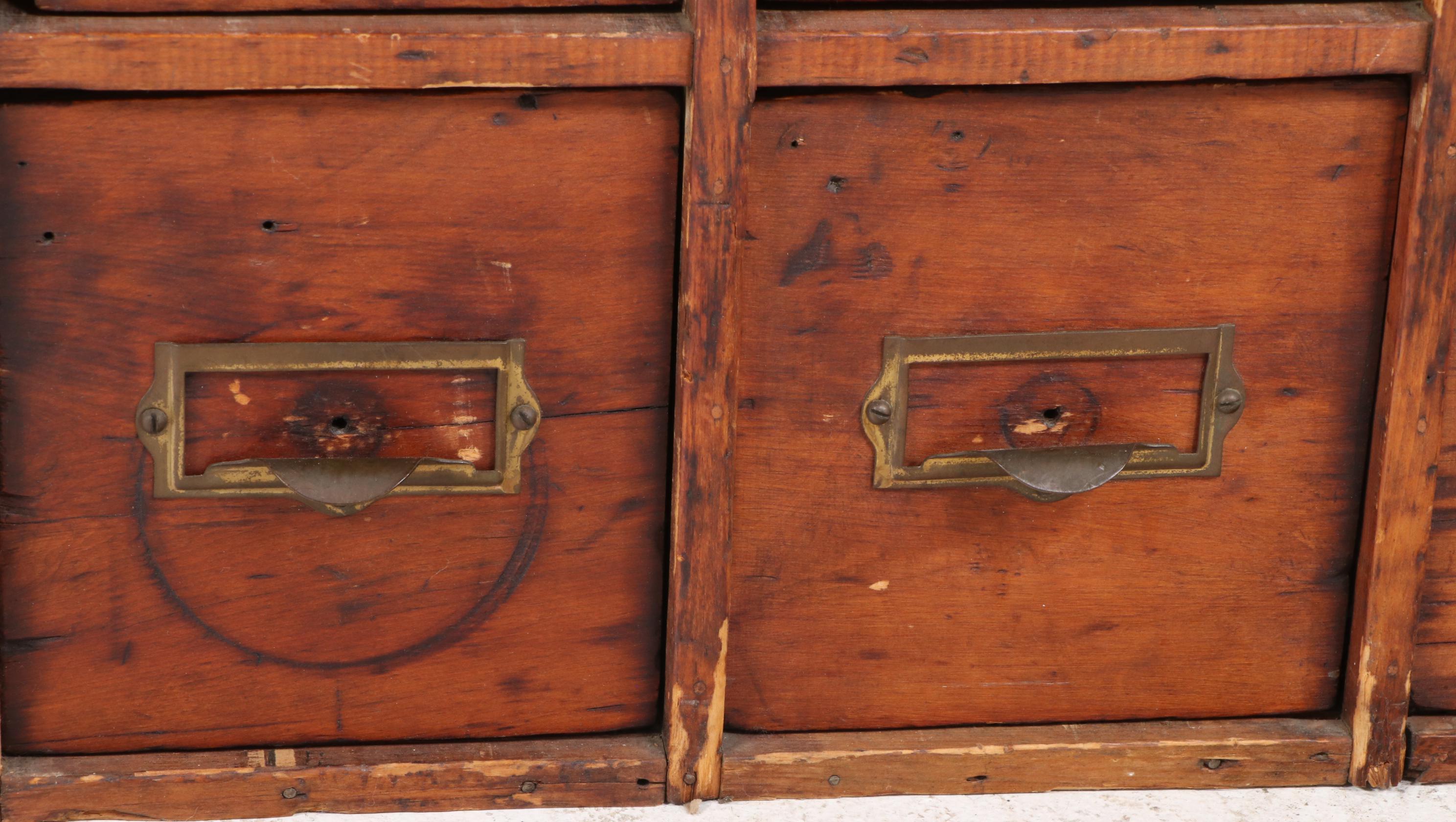 American Pine Twenty One-Drawer Card File Cabinet, Early 20th Century