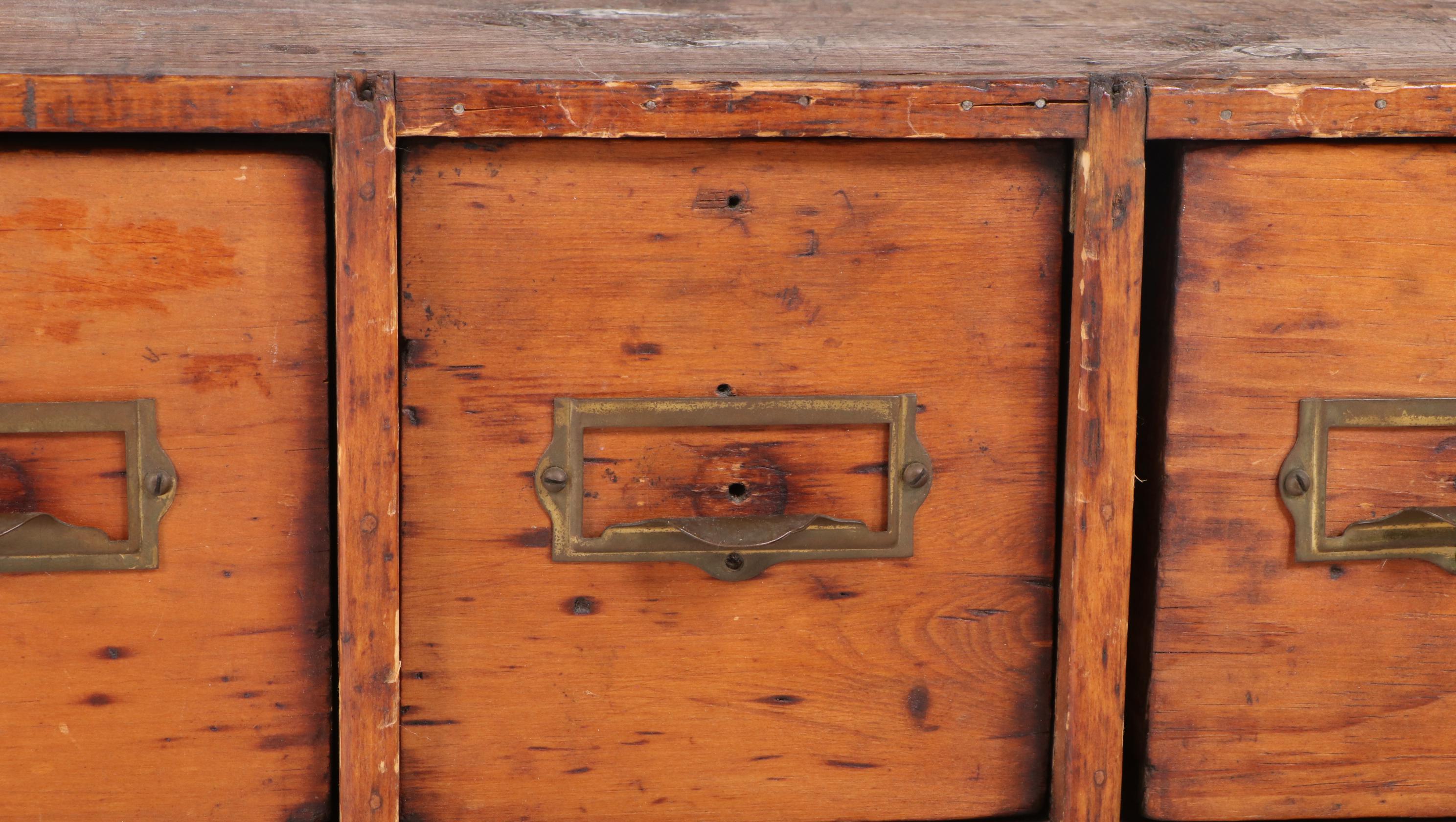 American Pine Twenty One-Drawer Card File Cabinet, Early 20th Century