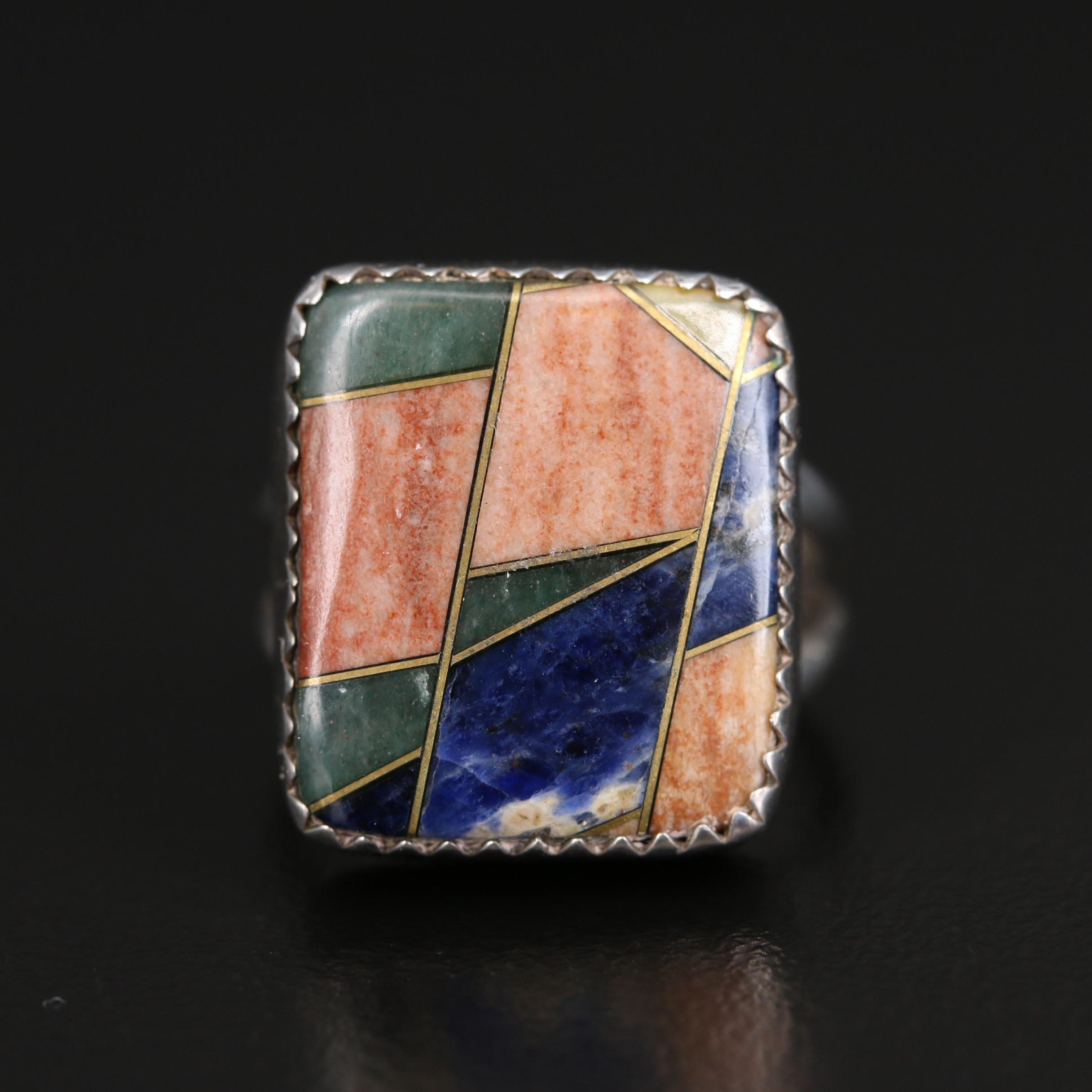 Southwestern Sterling Inlay Cuff and Ring