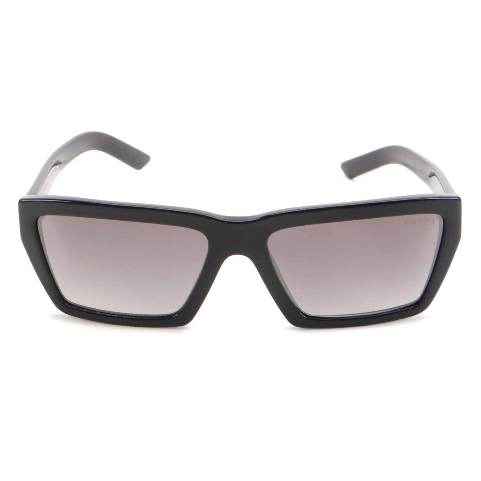 Prada SPR04V Black Rectangular Sunglasses with Case and Box