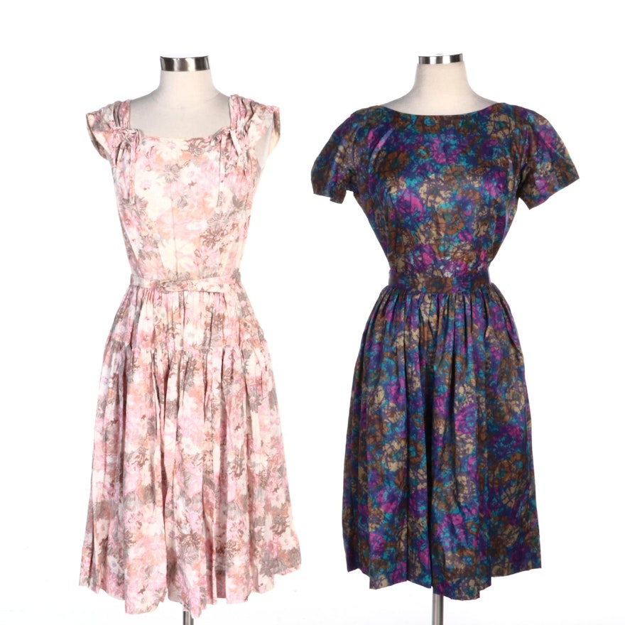 Nelly Don Pink Floral and Gay Gibson Purple Floral Party Dresses