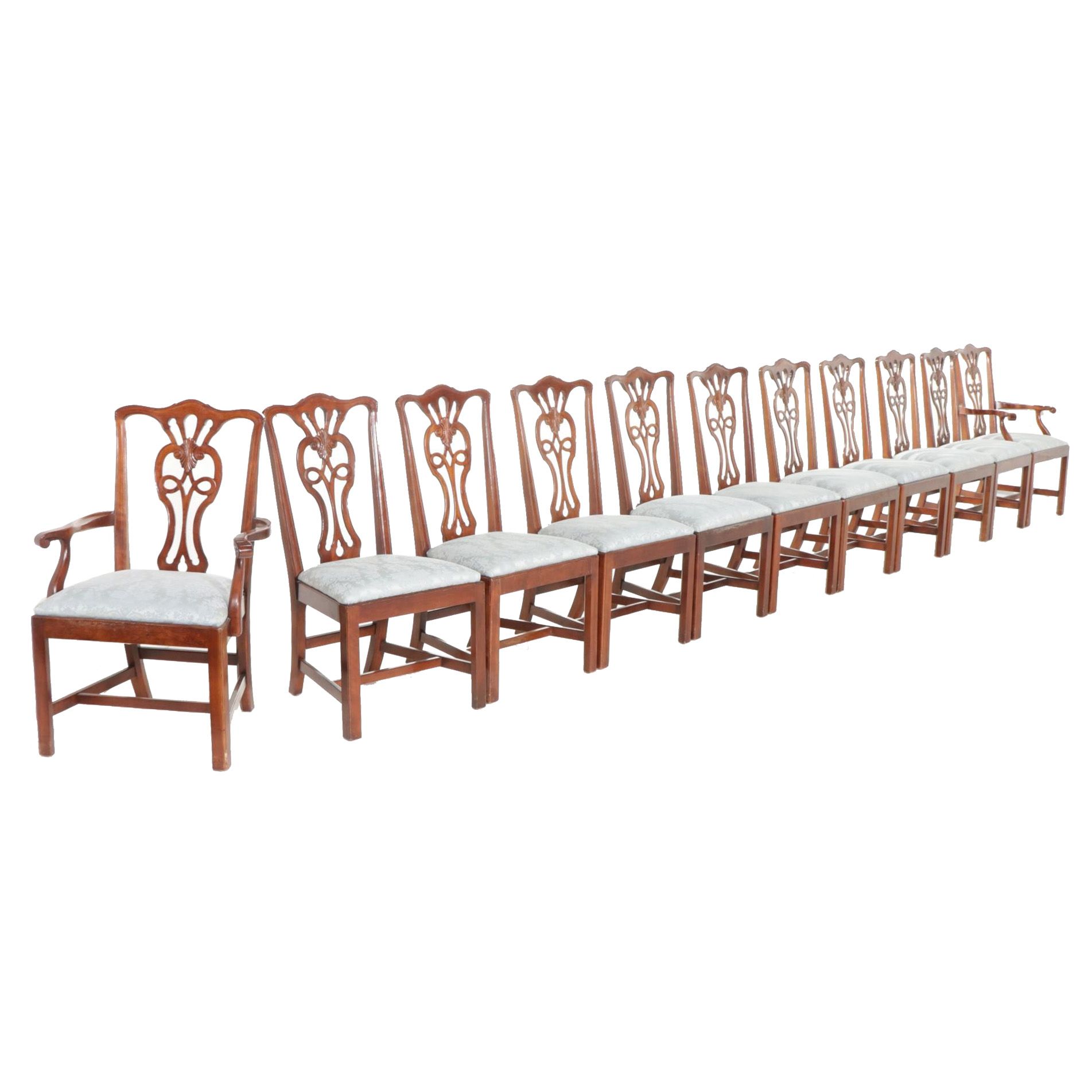 Eleven Henredon "Salem Collection" Chippendale Style Mahogany Dining Chairs