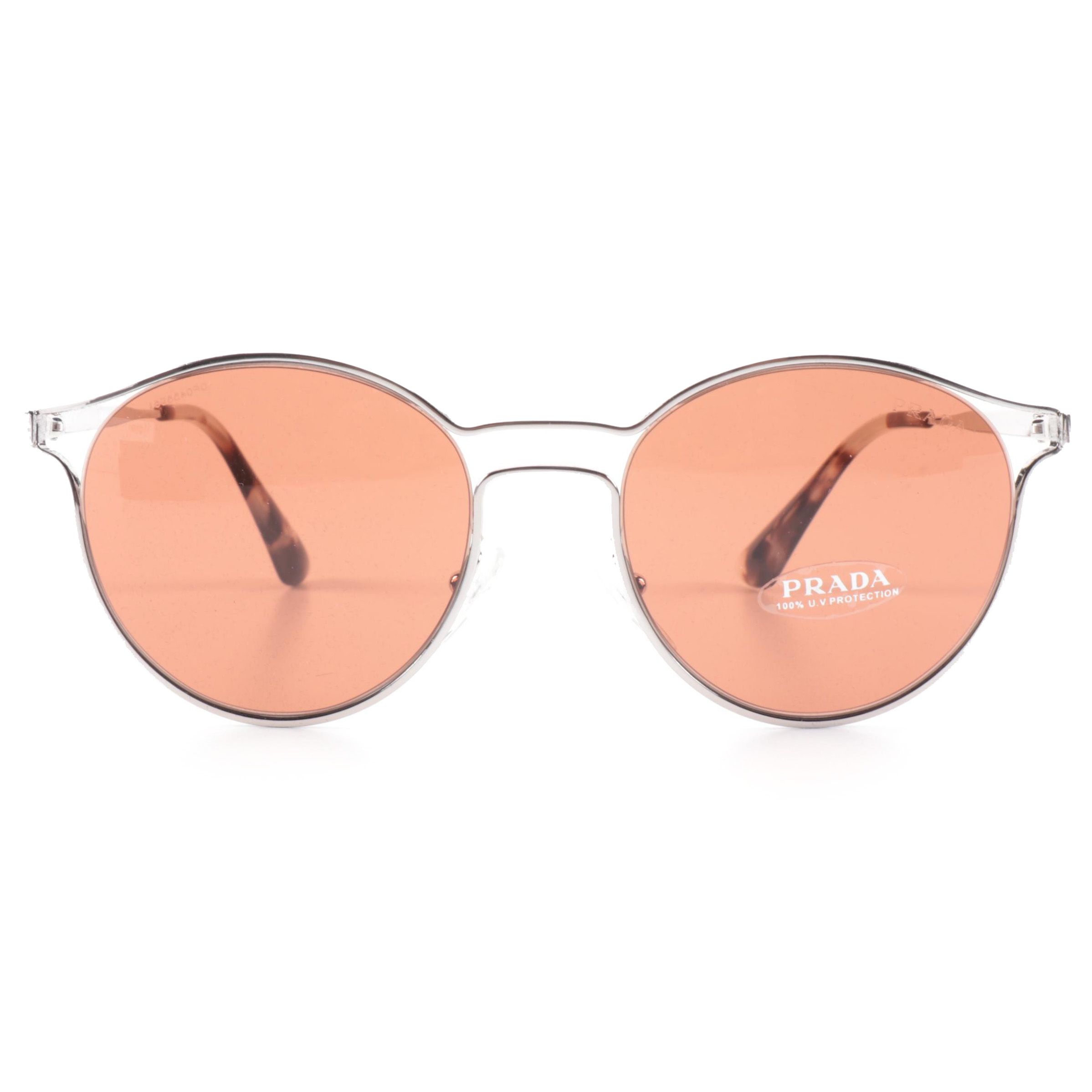 Prada SPR62S Round Metal Frame Sunglasses with Case