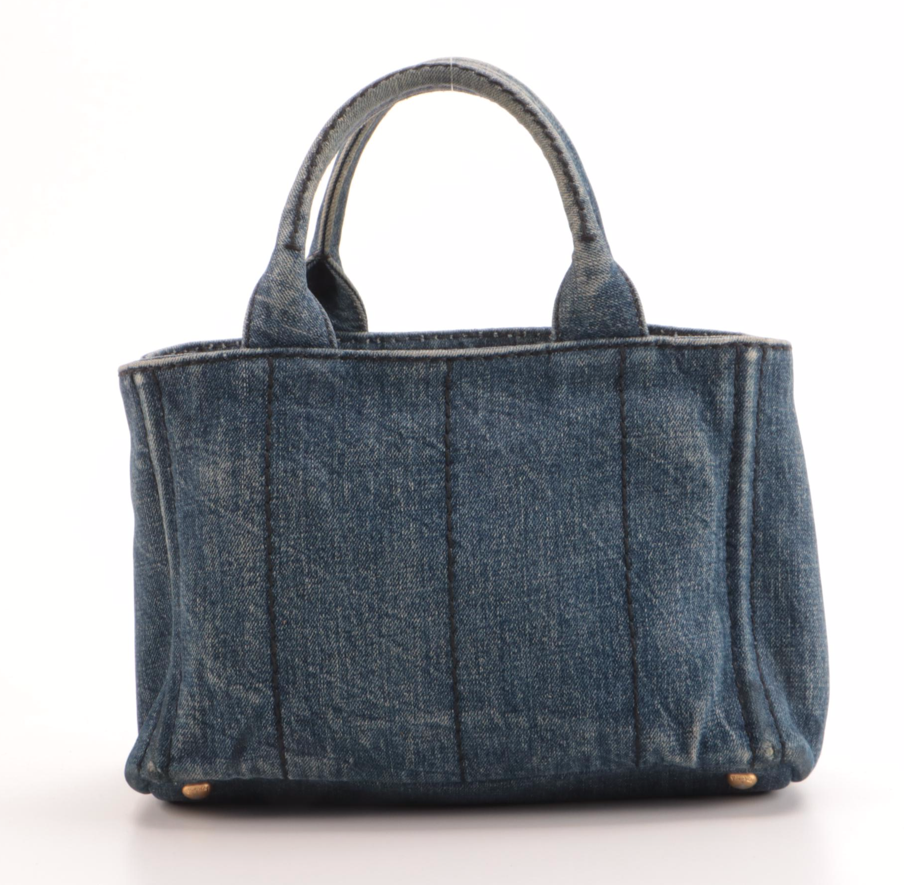 Prada Canapa Tote in Mid-Wash Denim