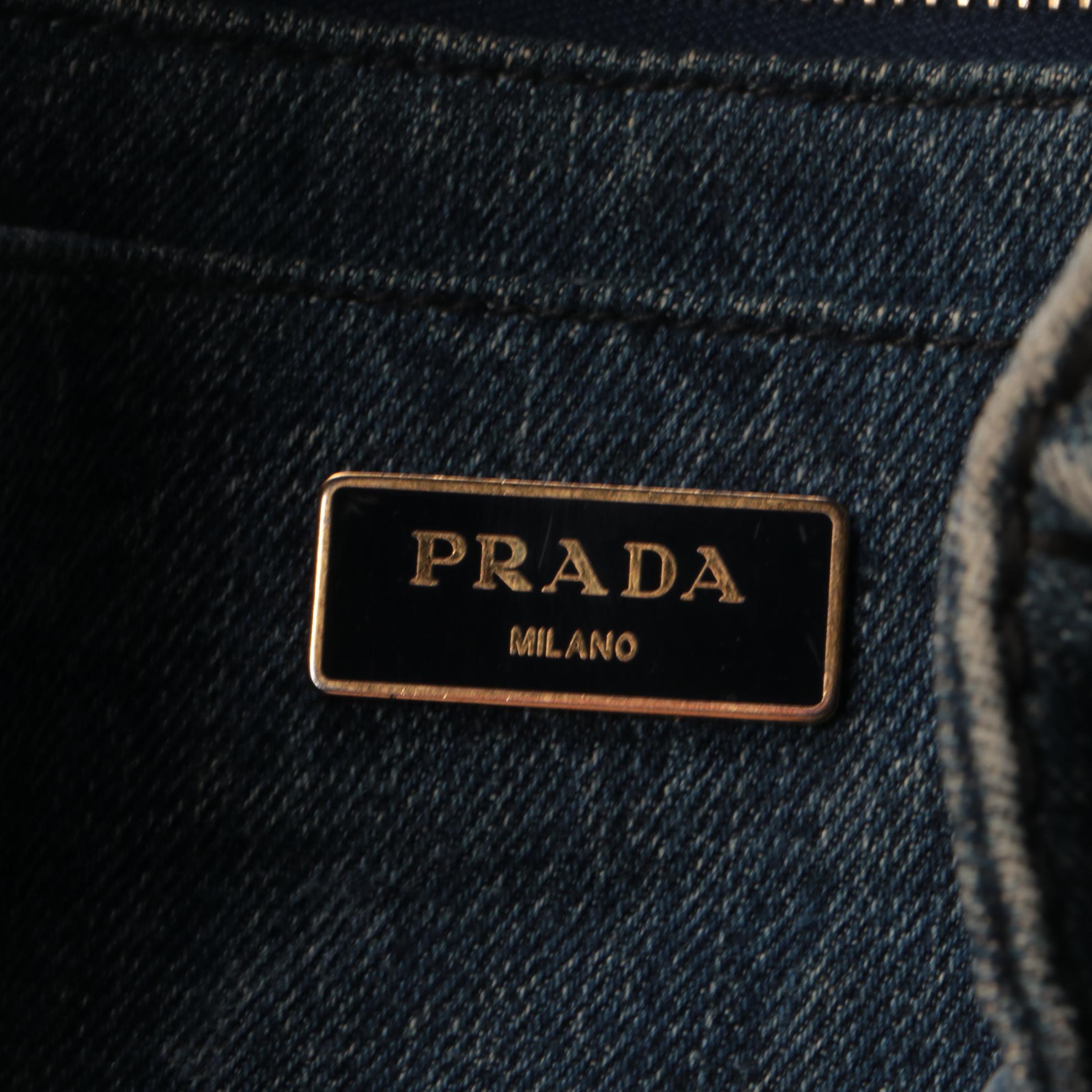 Prada Canapa Tote in Mid-Wash Denim