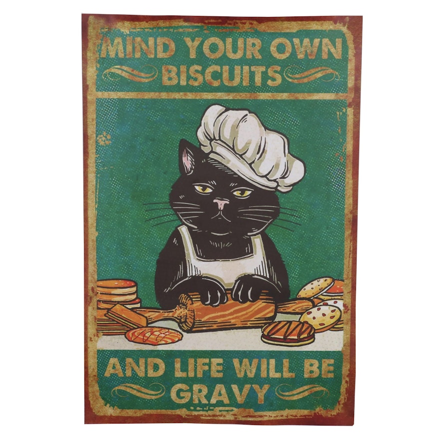 Giclée Poster of Bad Black Cat "Mind Your Own Biscuits"