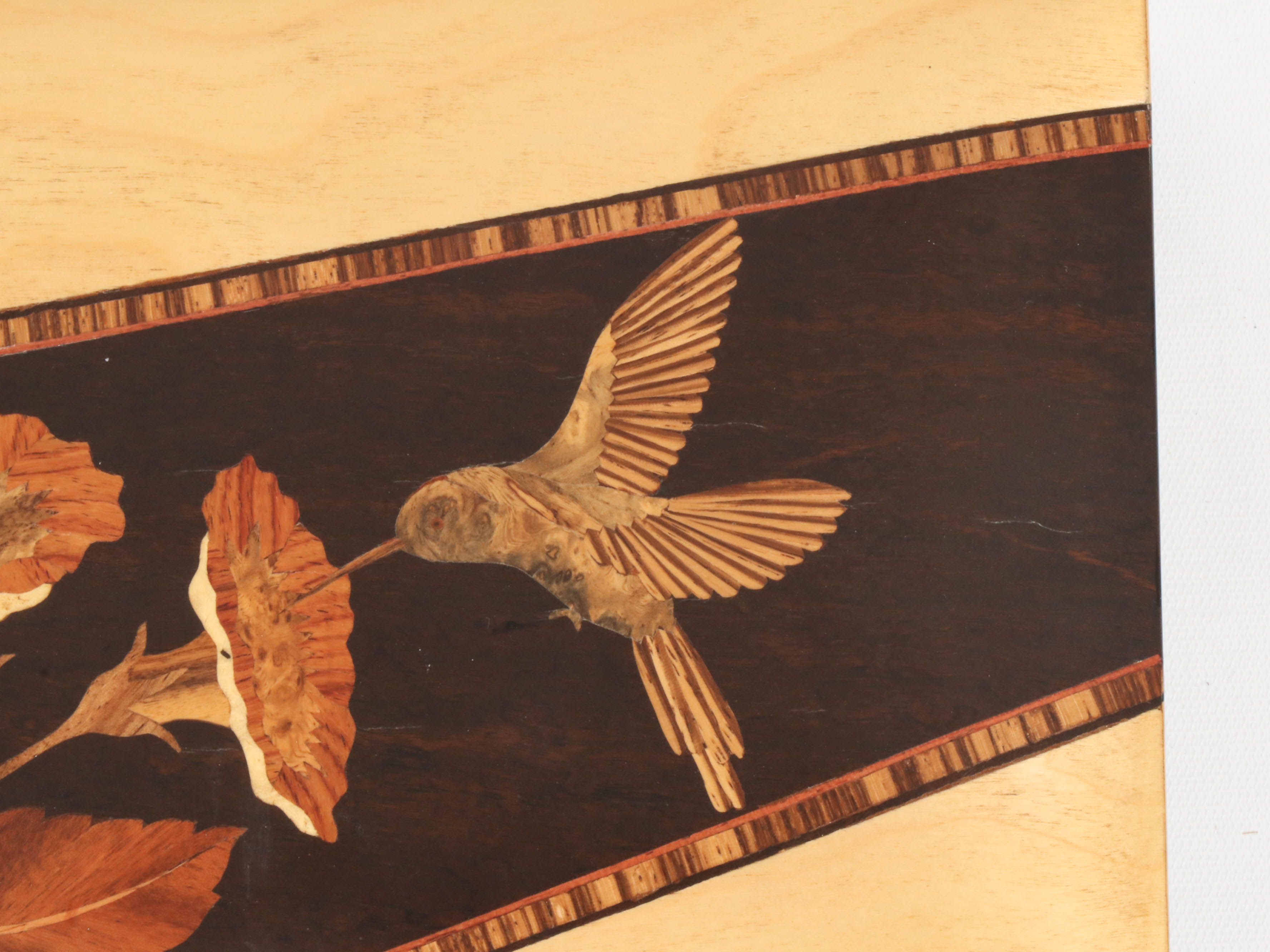 Acre Marquetry Wood Marquetry Hummingbird Vanity Box, Late 20th Century