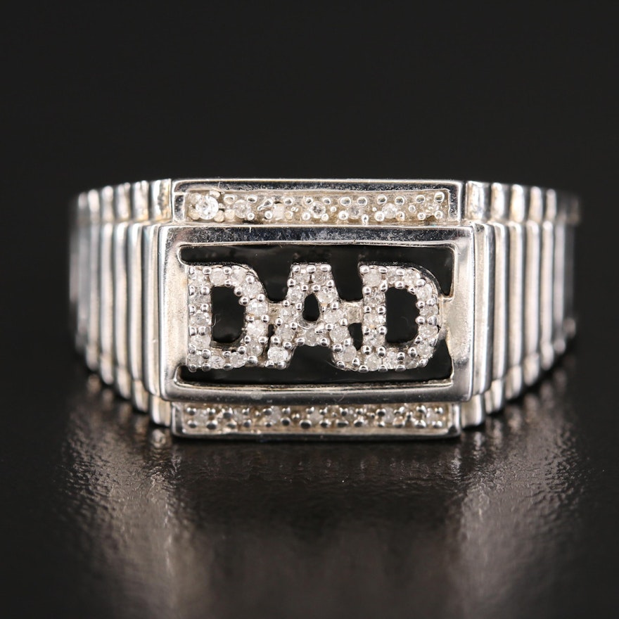Sterling Diamond "Dad" Ring