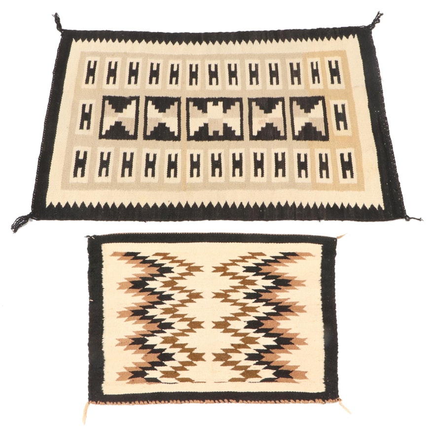 Handwoven Navajo Wool Accent Rugs, Mid to Late 20th Century