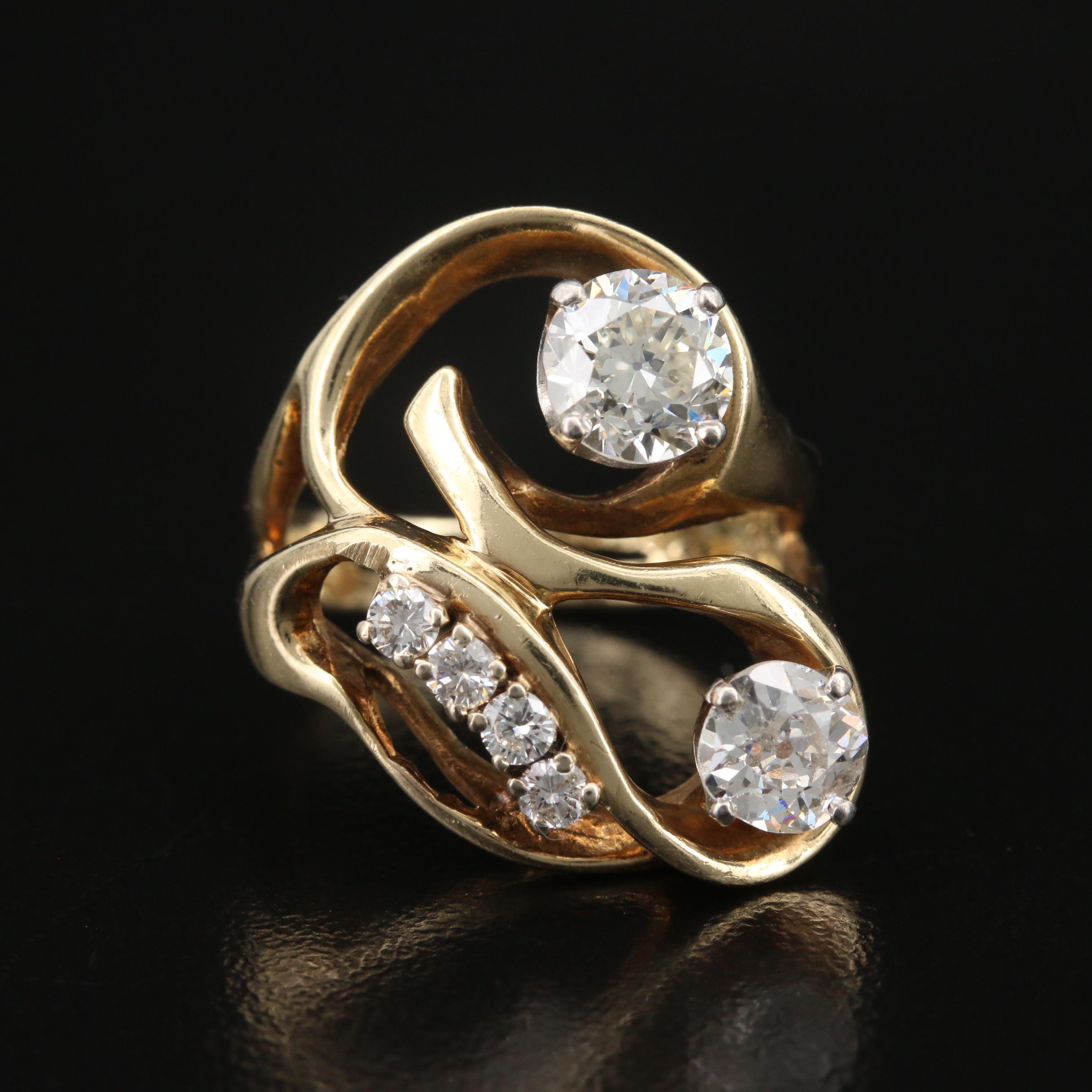 14K 1.82 CTW Diamond Freeform Ring