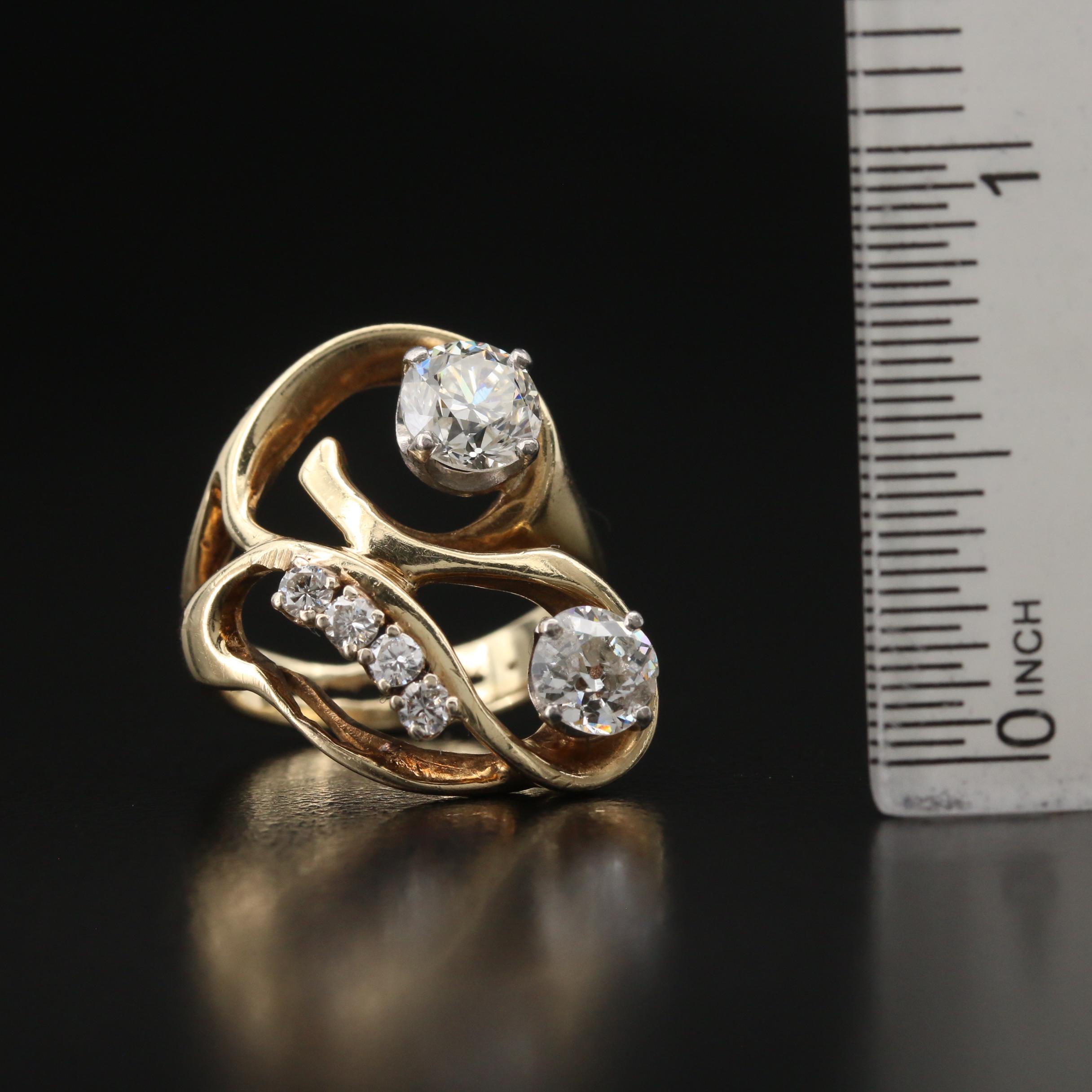 14K 1.82 CTW Diamond Freeform Ring