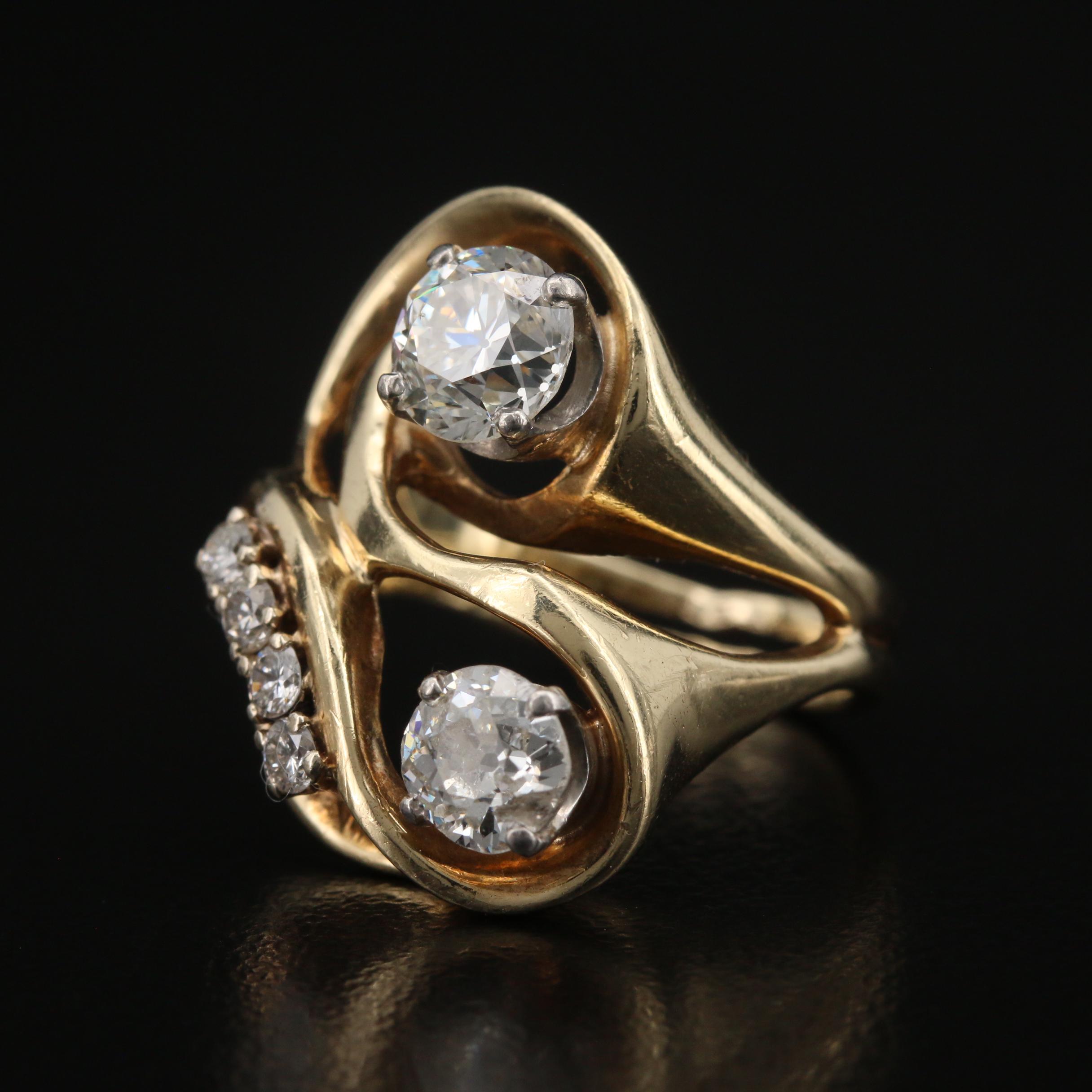 14K 1.82 CTW Diamond Freeform Ring
