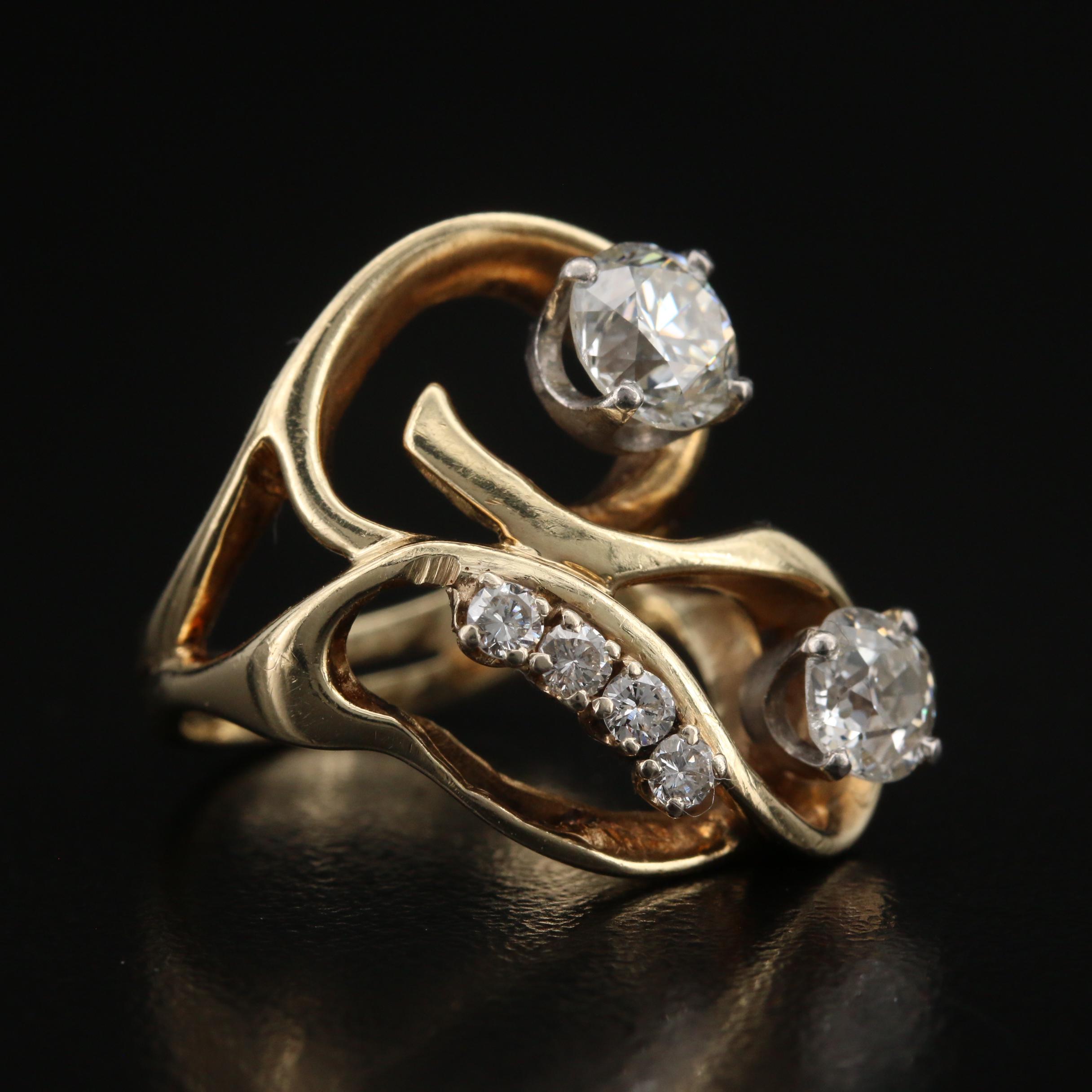 14K 1.82 CTW Diamond Freeform Ring